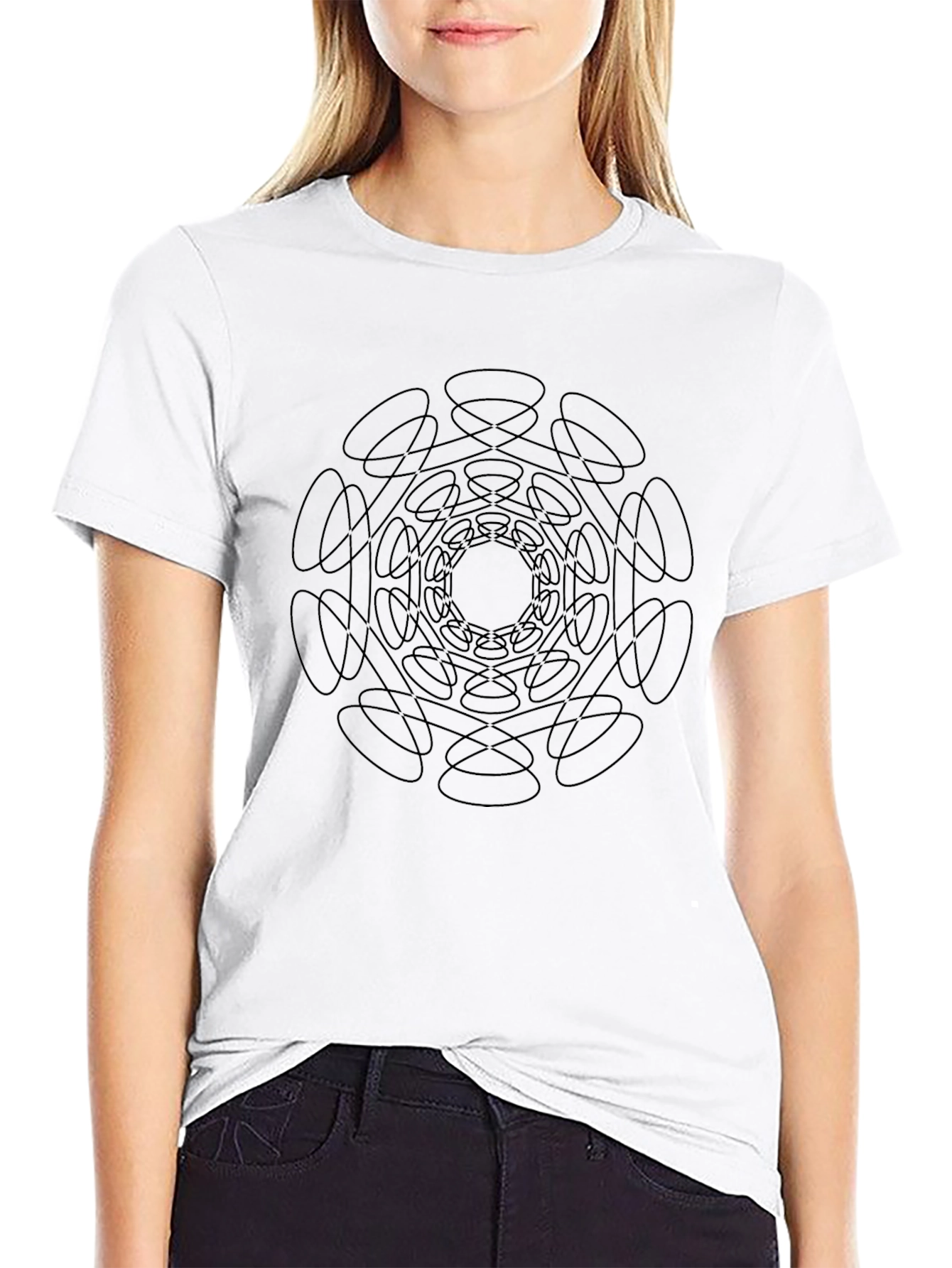 Abstract Circle Design Black T-Shirt