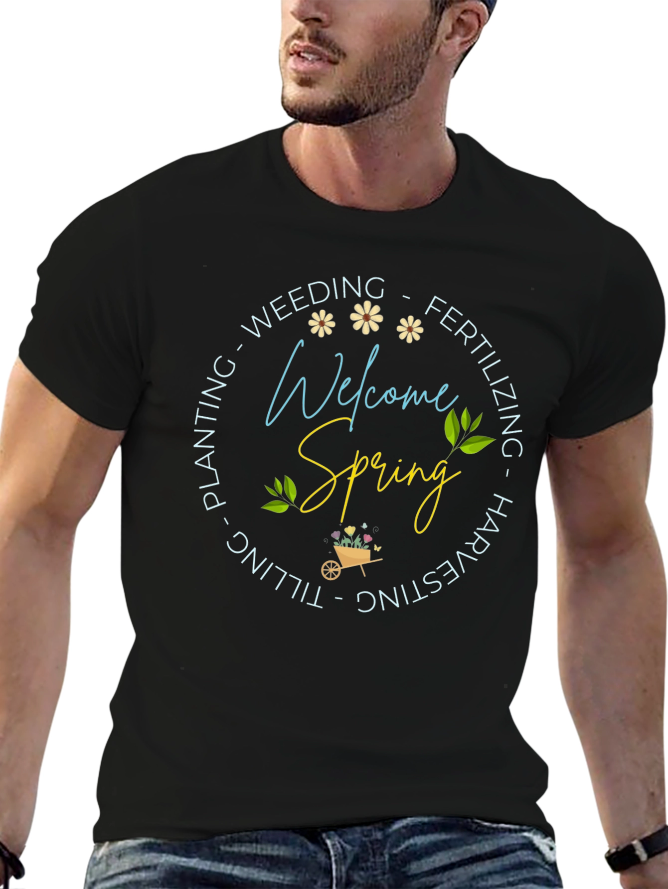 Welcome Spring Black T-Shirt