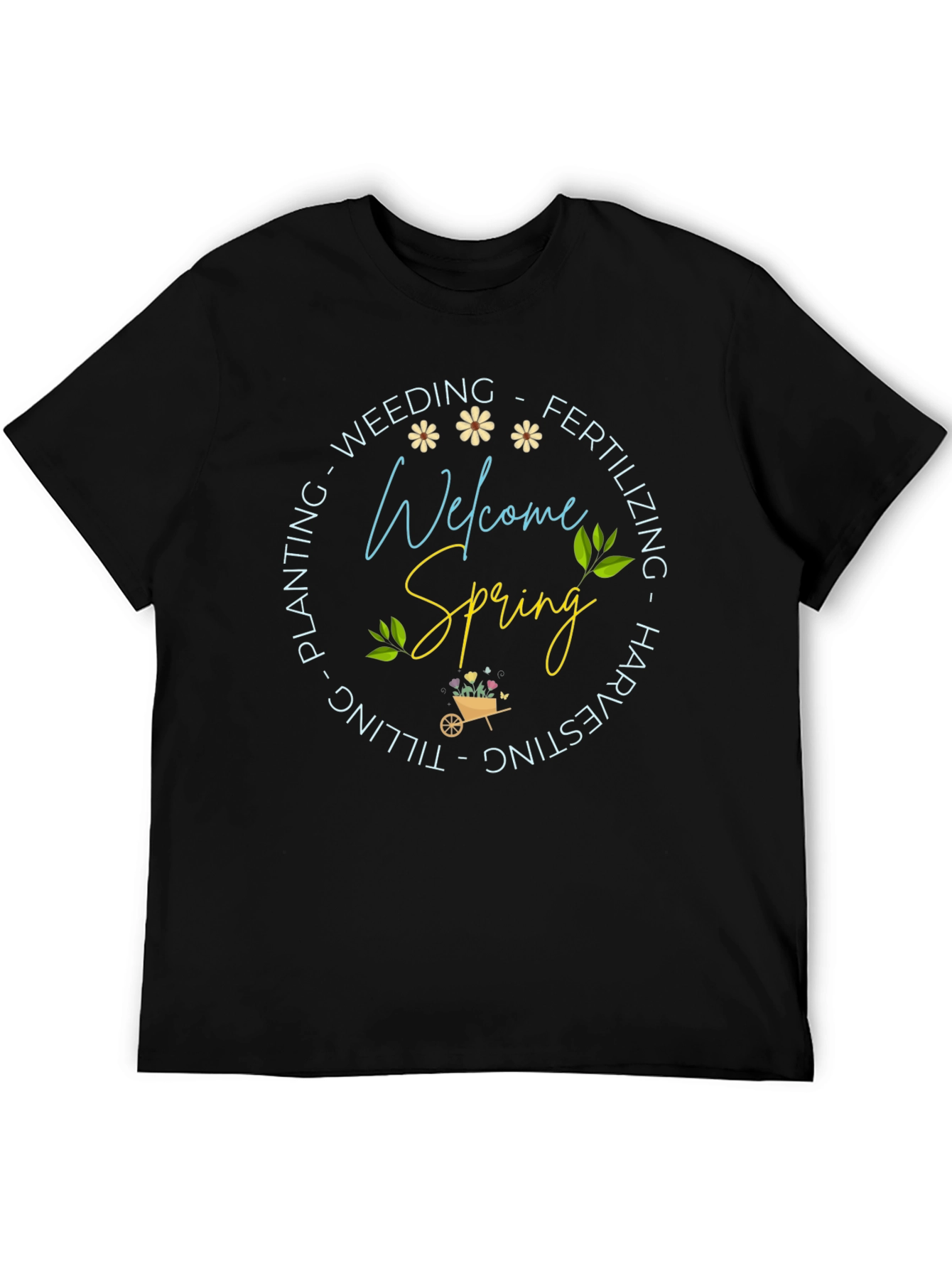 Welcome Spring Black T-Shirt