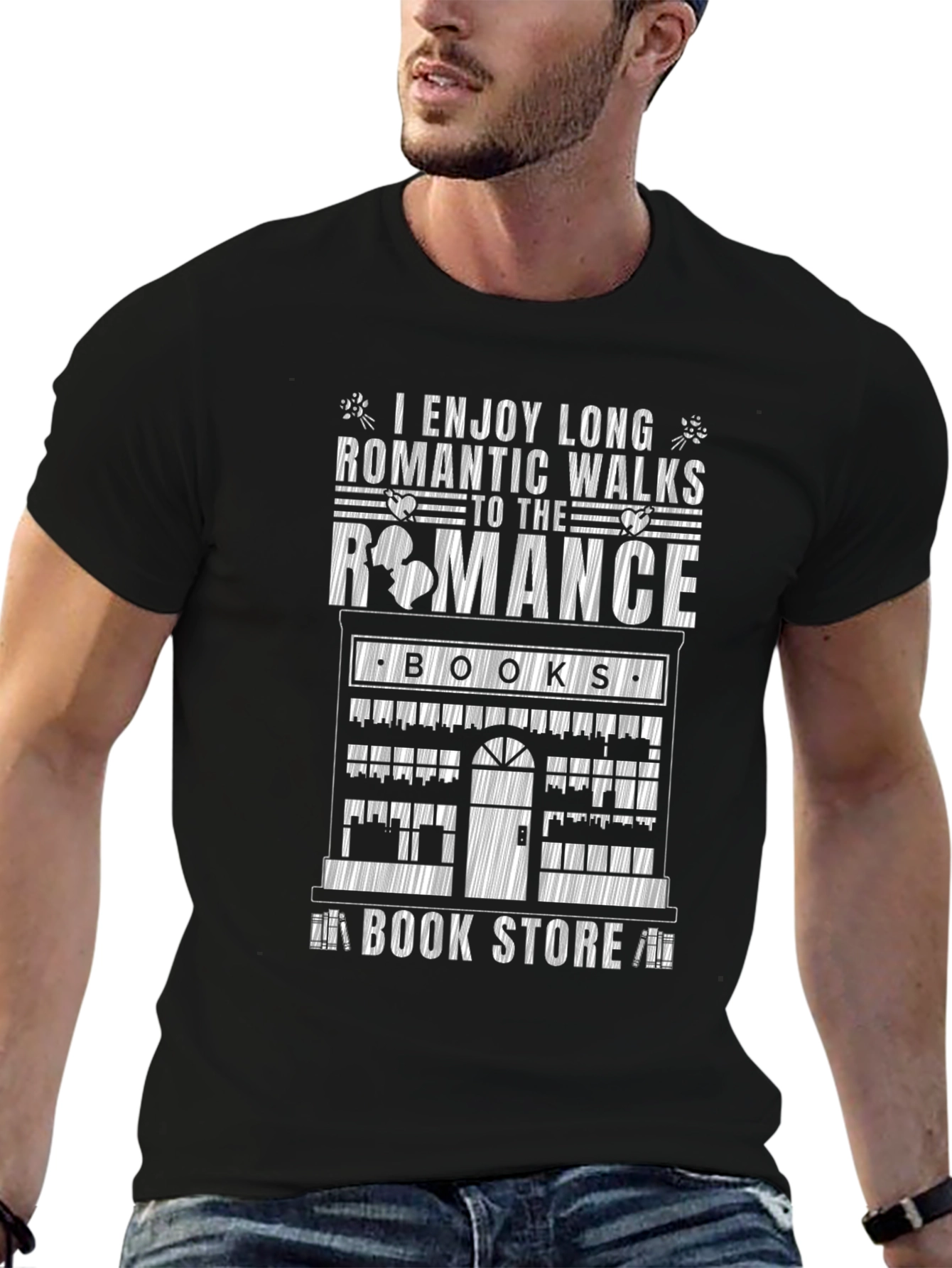 Romantic Walks Romance Books Bookstore Black T-Shirt