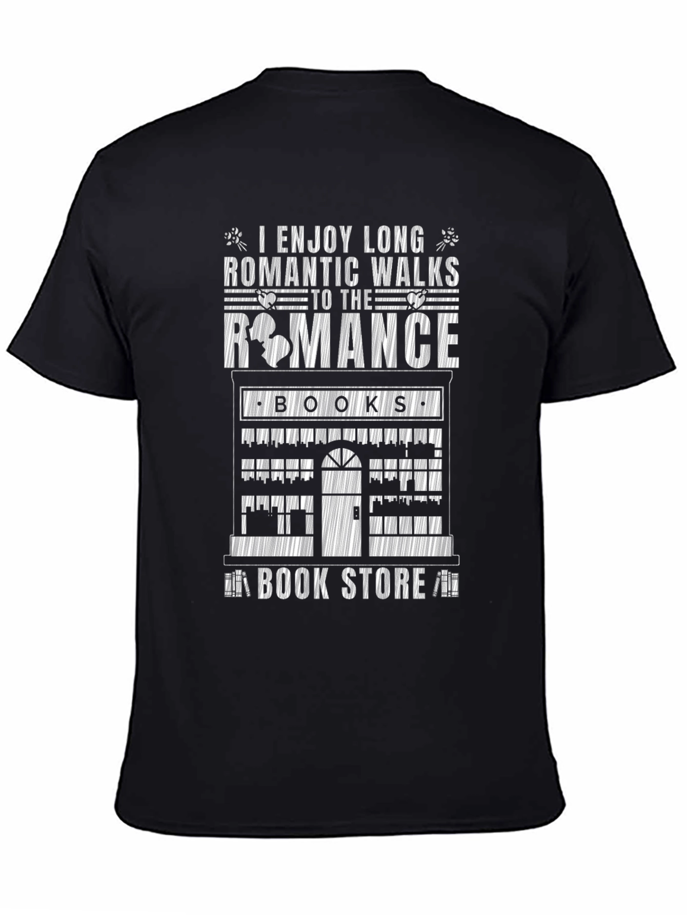 Romantic Walks Romance Books Bookstore Black T-Shirt