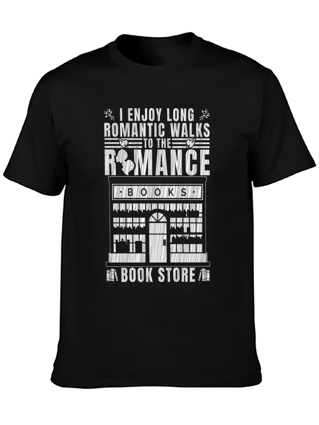 Romantic Walks Romance Books Bookstore Black T-Shirt