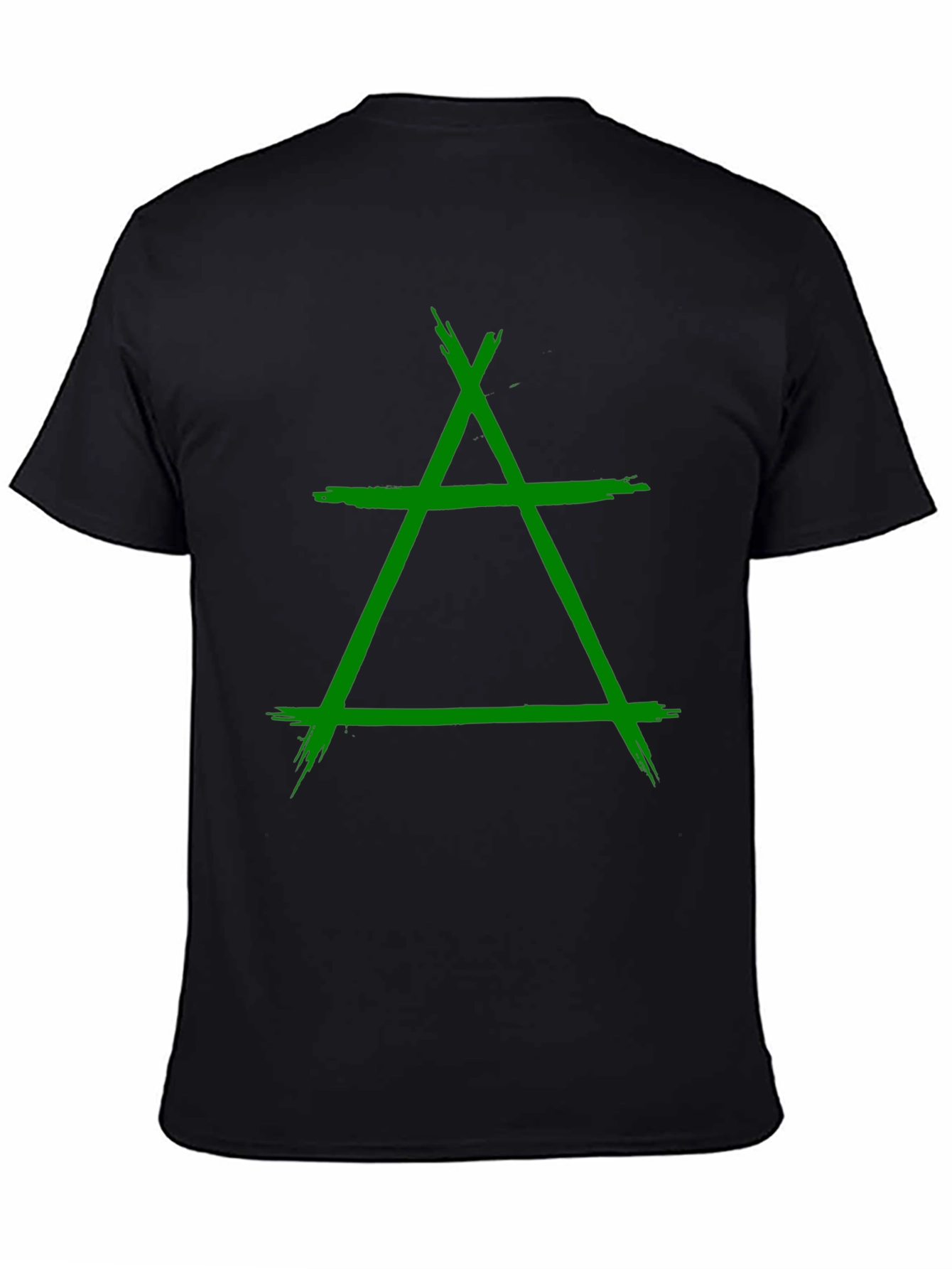 Geometric Green Symbol Graphic Black T-Shirt