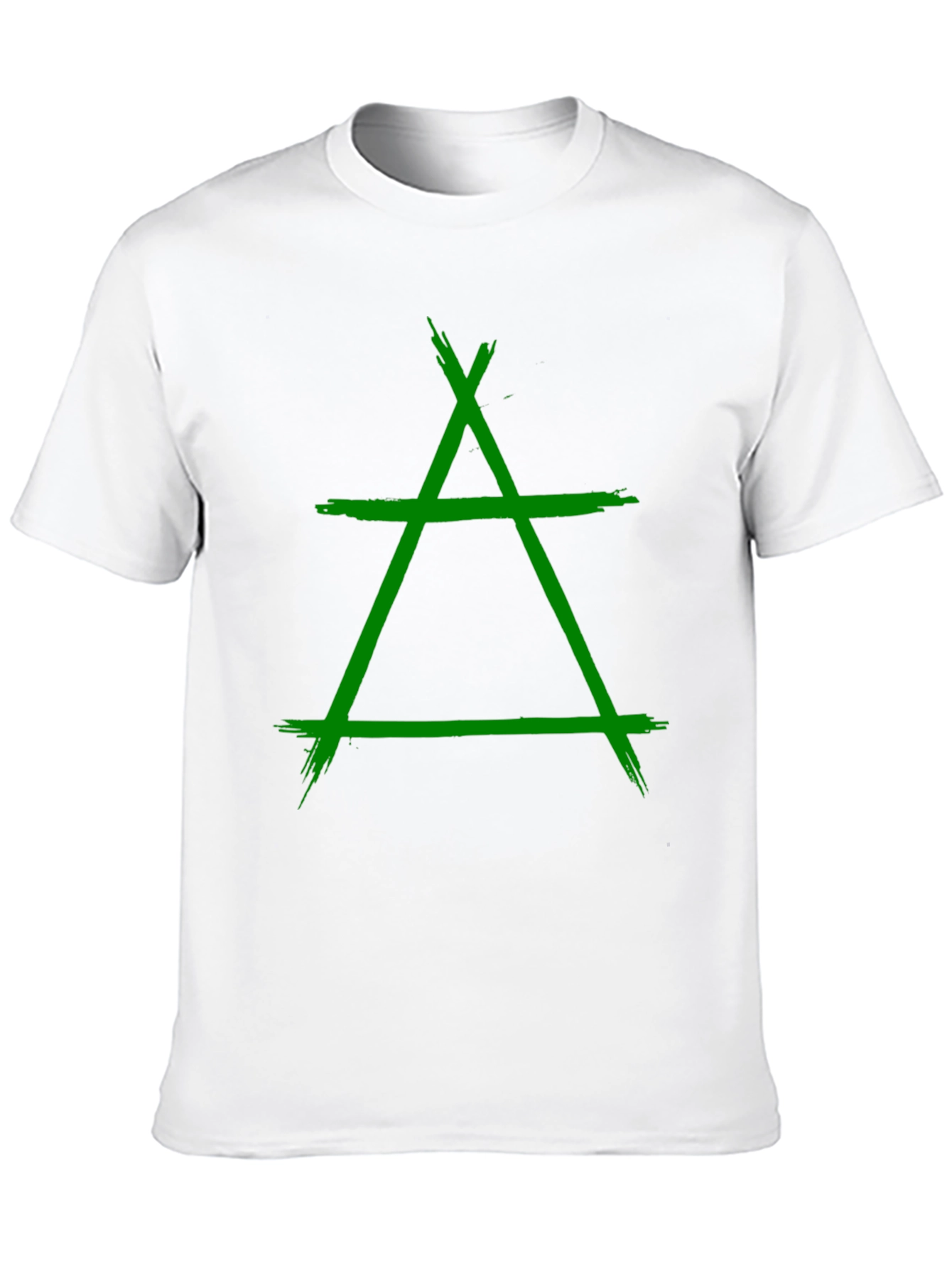 Geometric Green Symbol Graphic Black T-Shirt