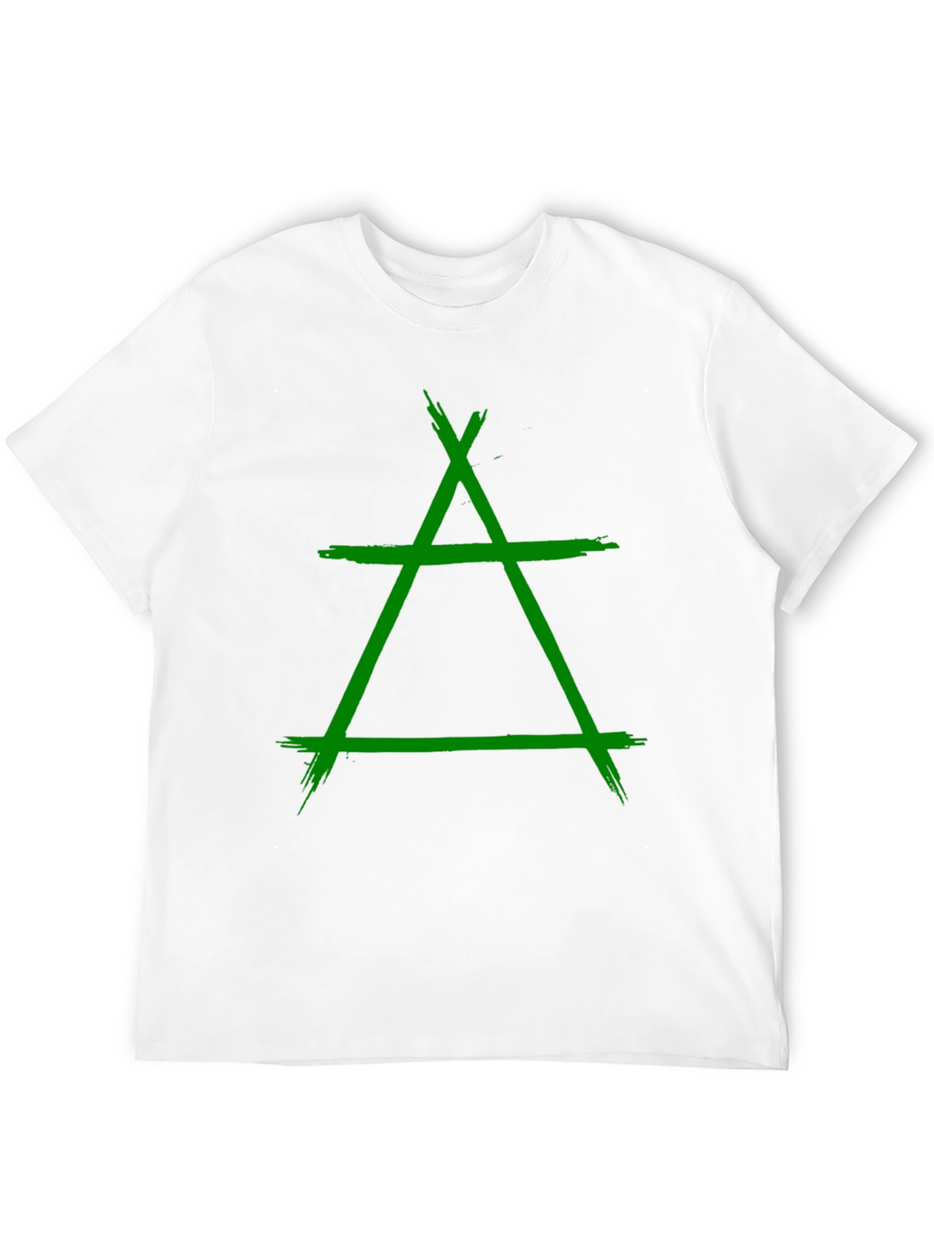 Geometric Green Symbol Graphic Black T-Shirt