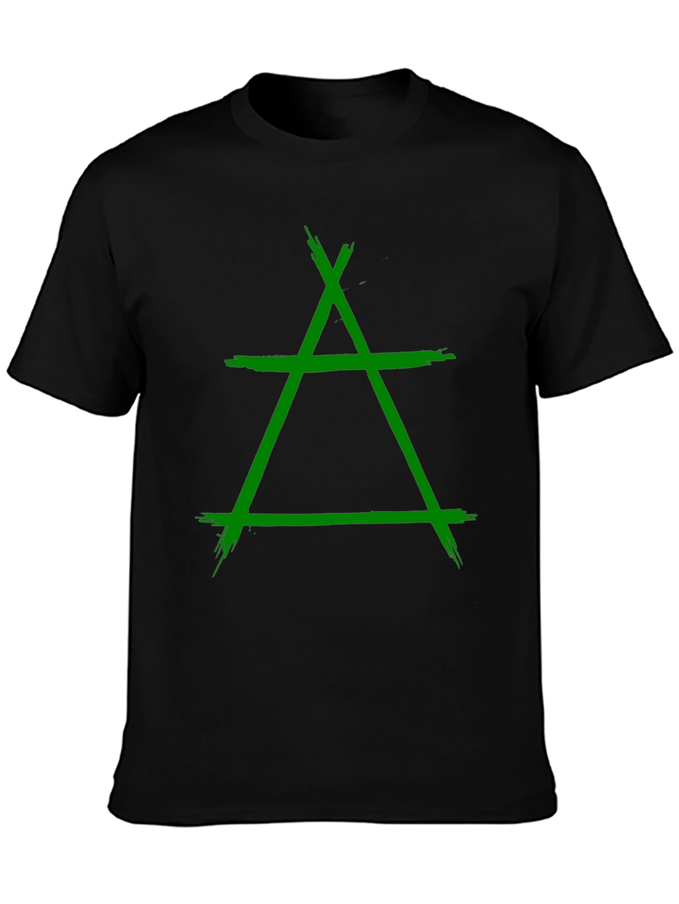 Geometric Green Symbol Graphic Black T-Shirt
