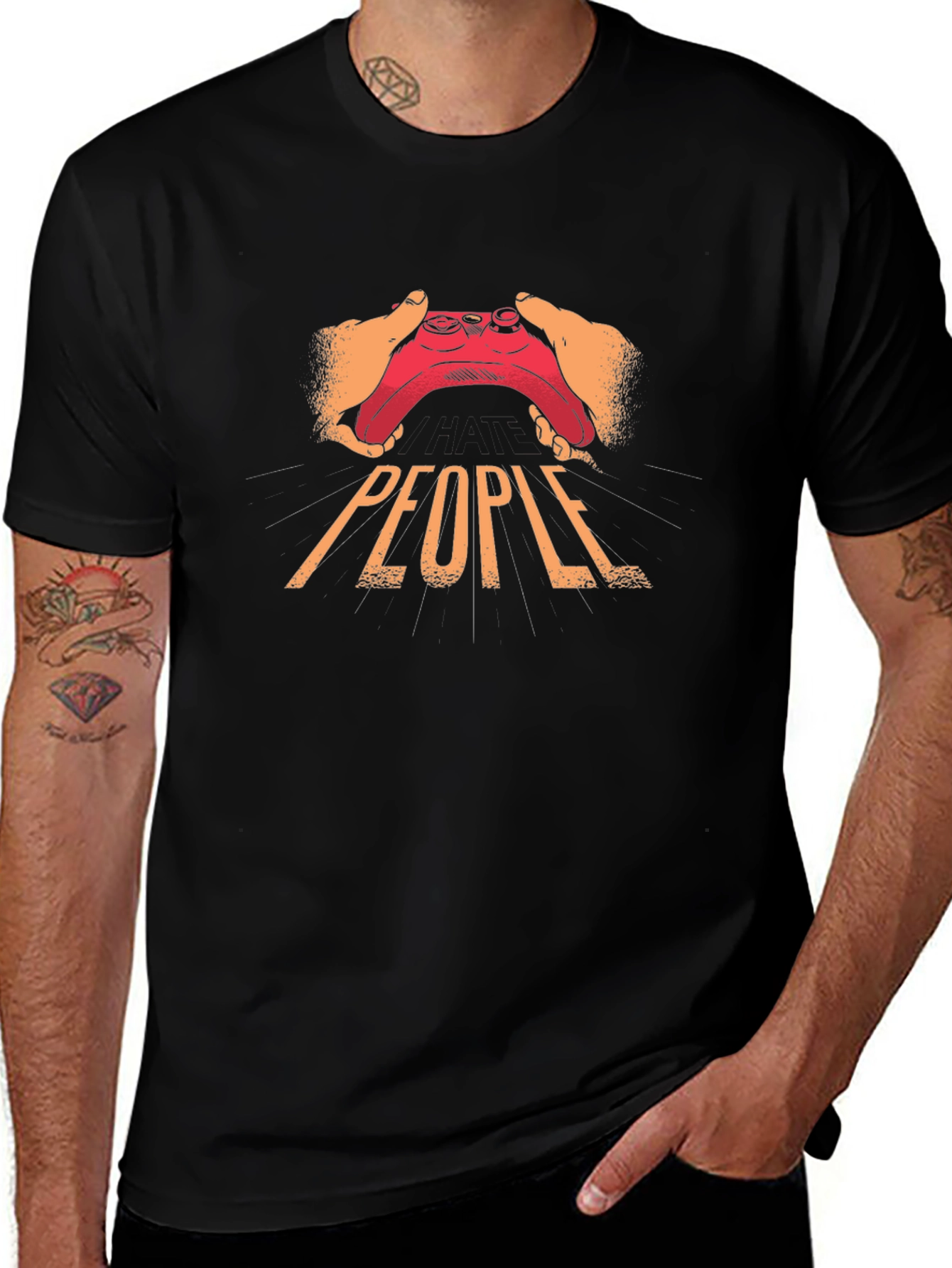 Gamer Graphic Tee: People Controller Design - Black
