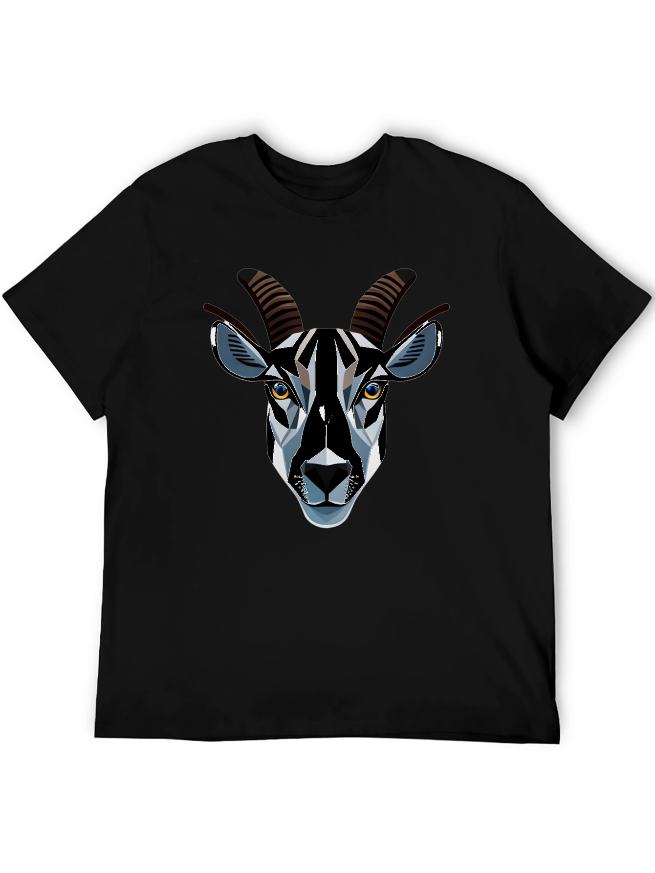 Geometric Goat Graphic Black Tee