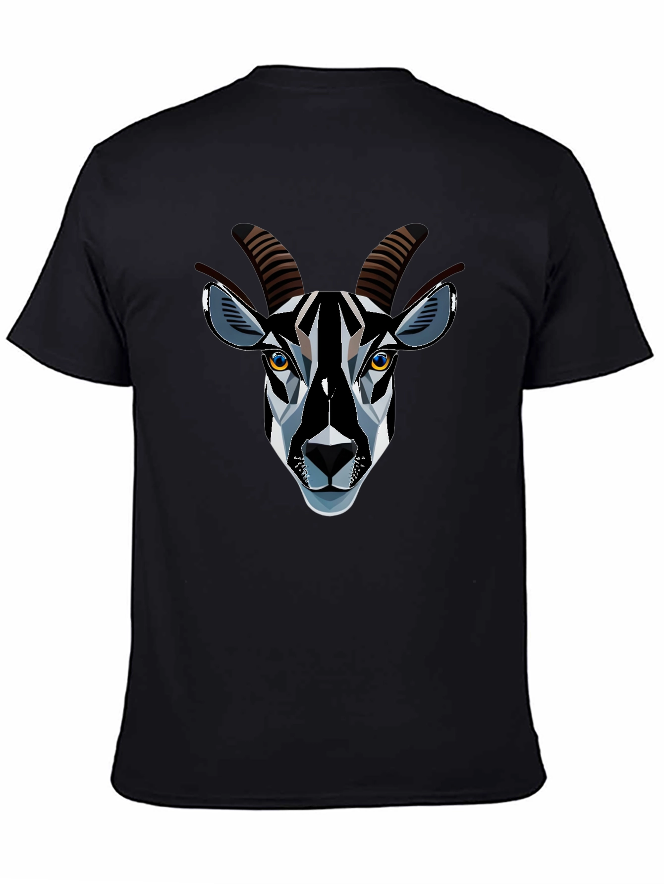 Geometric Goat Graphic Black Tee