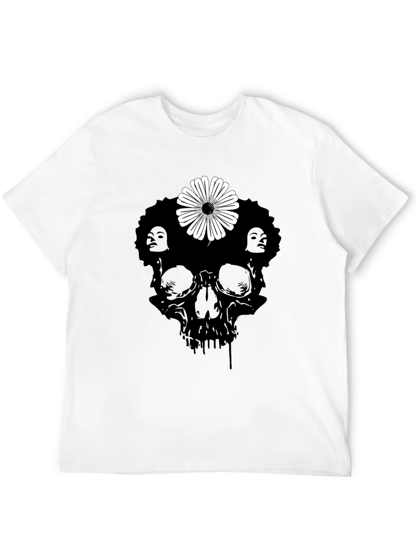 Skull Flower Graphic Tee - Stylish Black T-Shirt