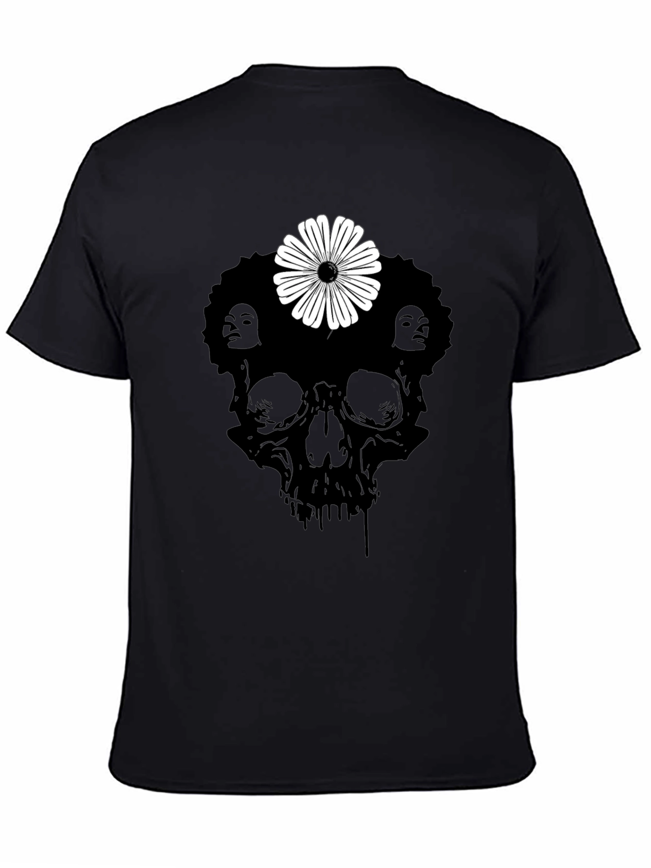 Skull Flower Graphic Tee - Stylish Black T-Shirt