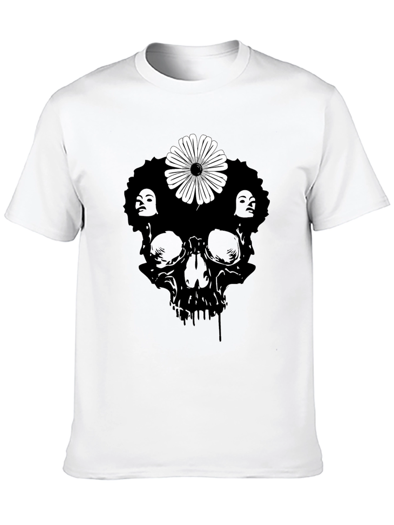 Skull Flower Graphic Tee - Stylish Black T-Shirt