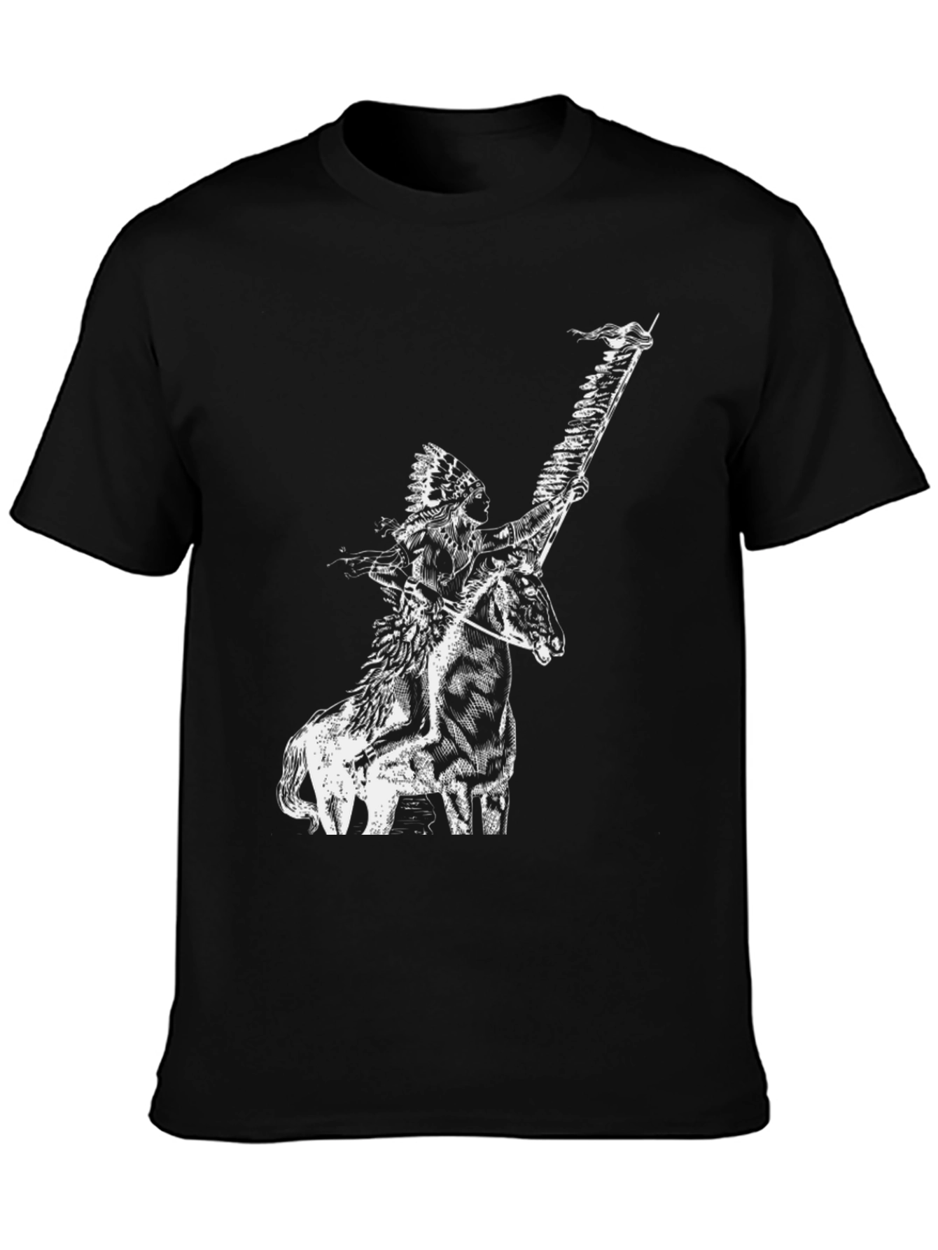 Native American Rider T-Shirt - Black Cotton Tee