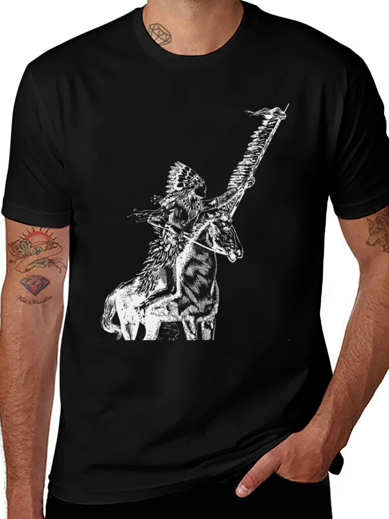 Native American Rider T-Shirt - Black Cotton Tee