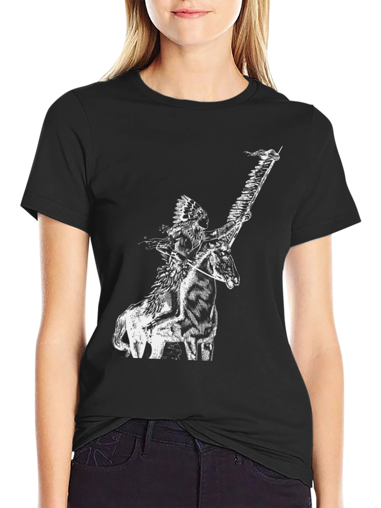 Native American Rider T-Shirt - Black Cotton Tee