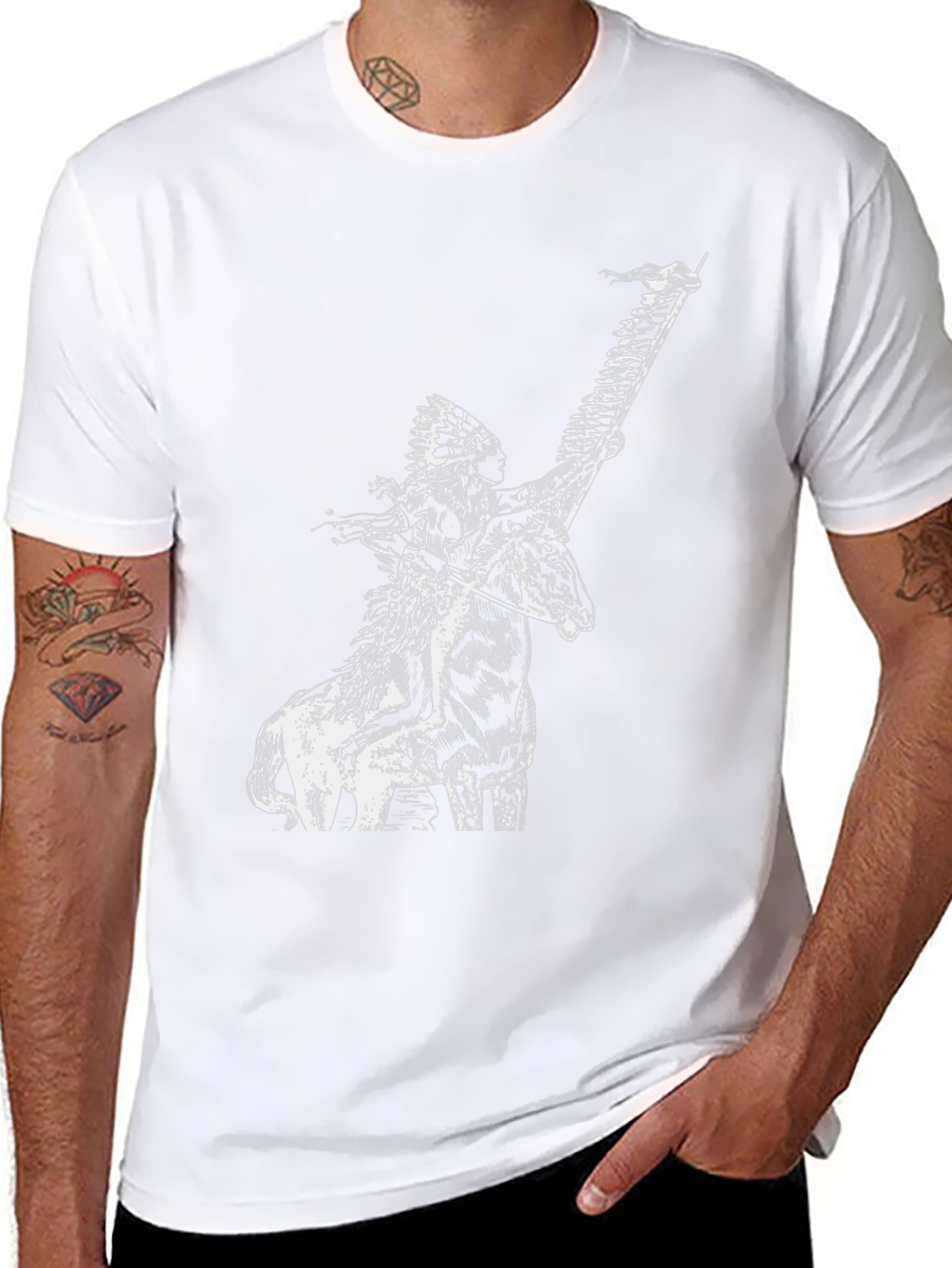 Native American Rider T-Shirt - Black Cotton Tee