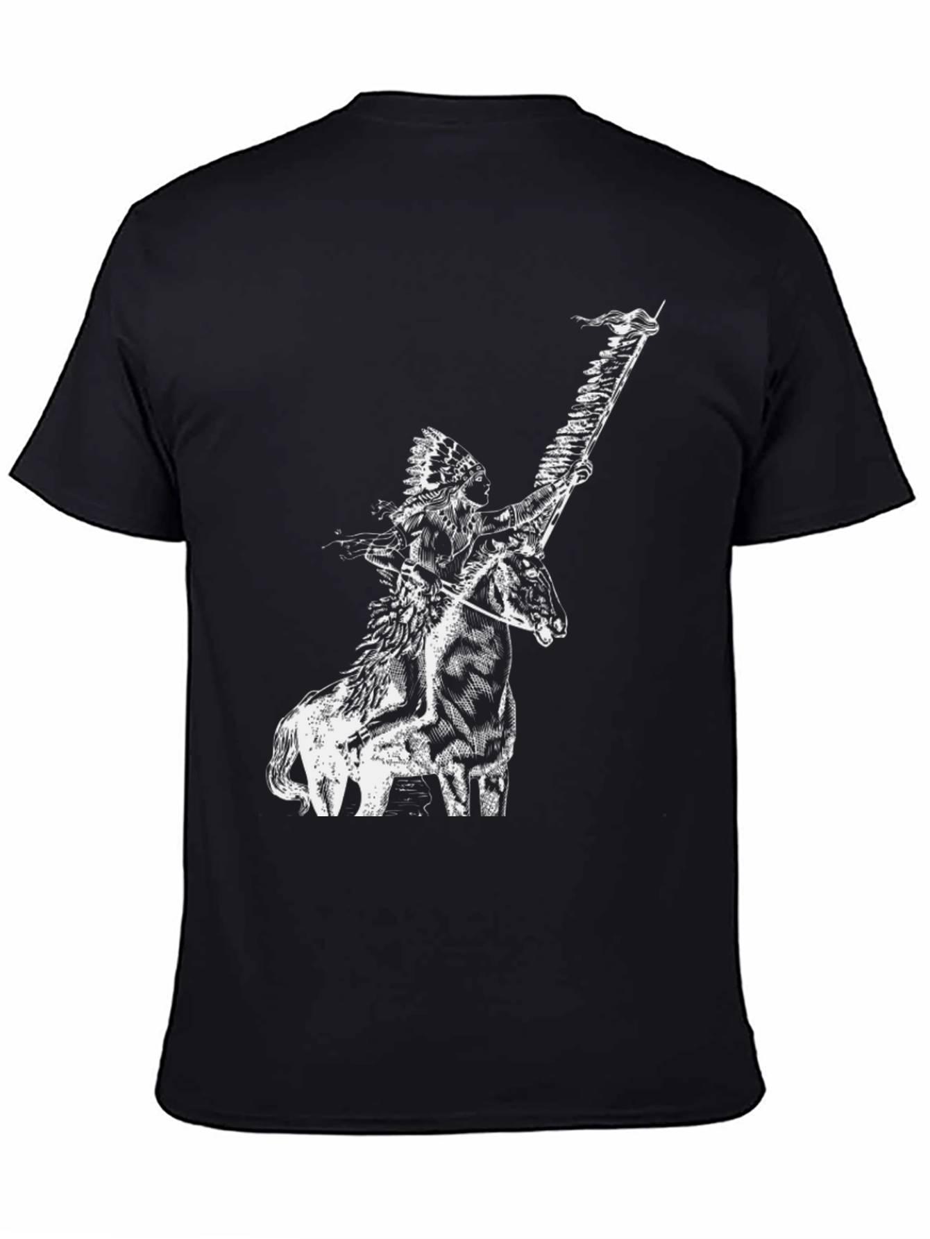 Native American Rider T-Shirt - Black Cotton Tee