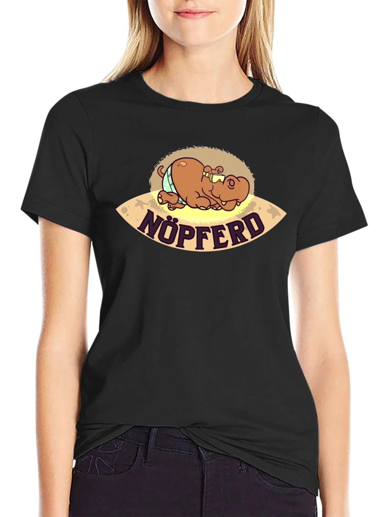 Nöpferd Cartoon Graphic T-Shirt