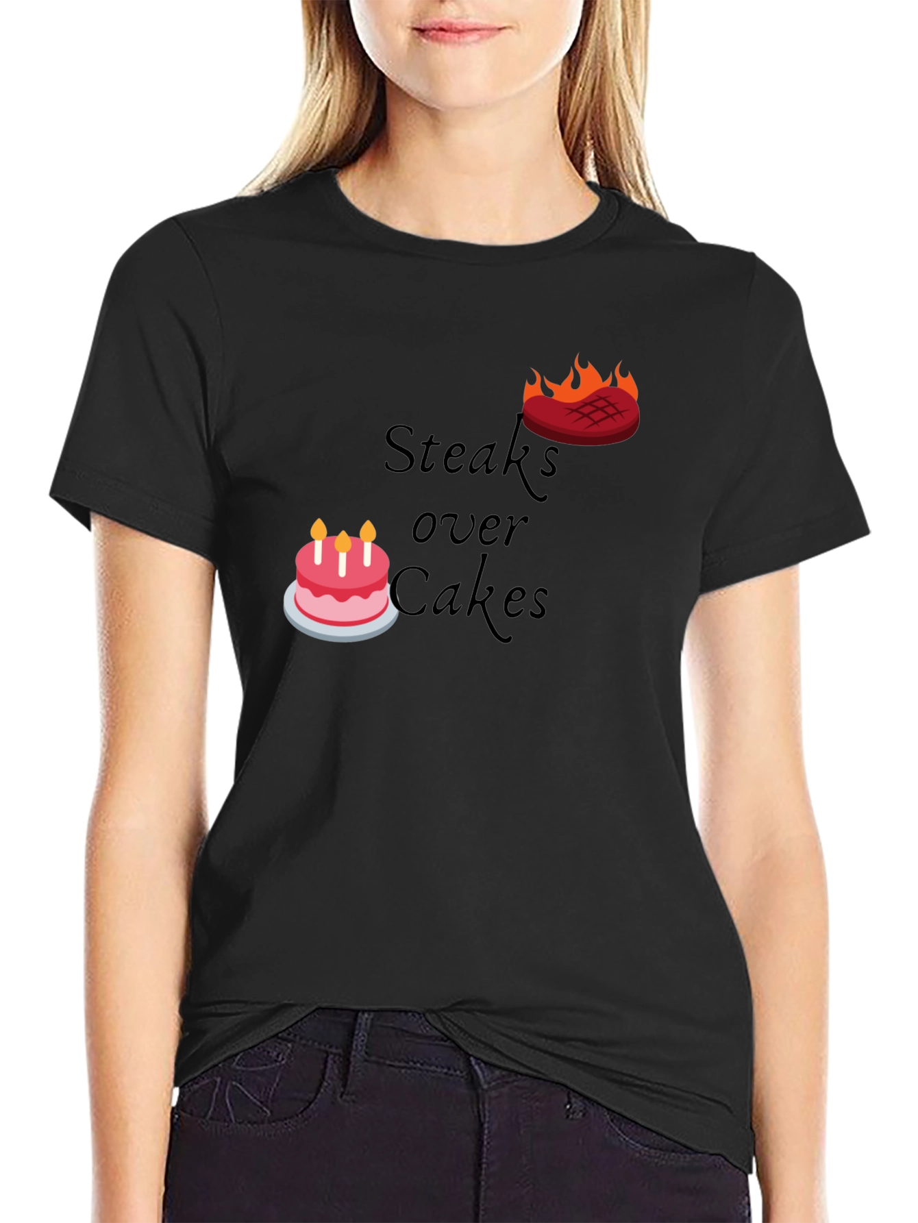 Steaks Over Cakes Black Graphic Tee
