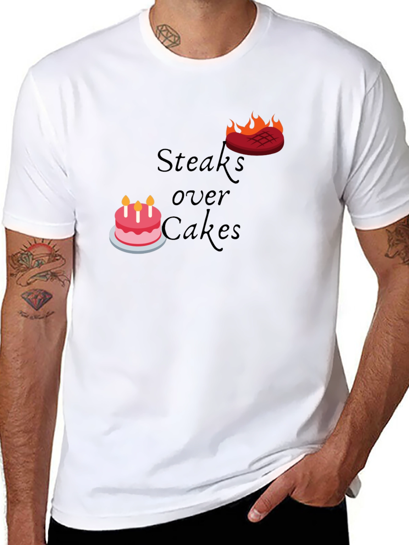 Steaks Over Cakes Black Graphic Tee