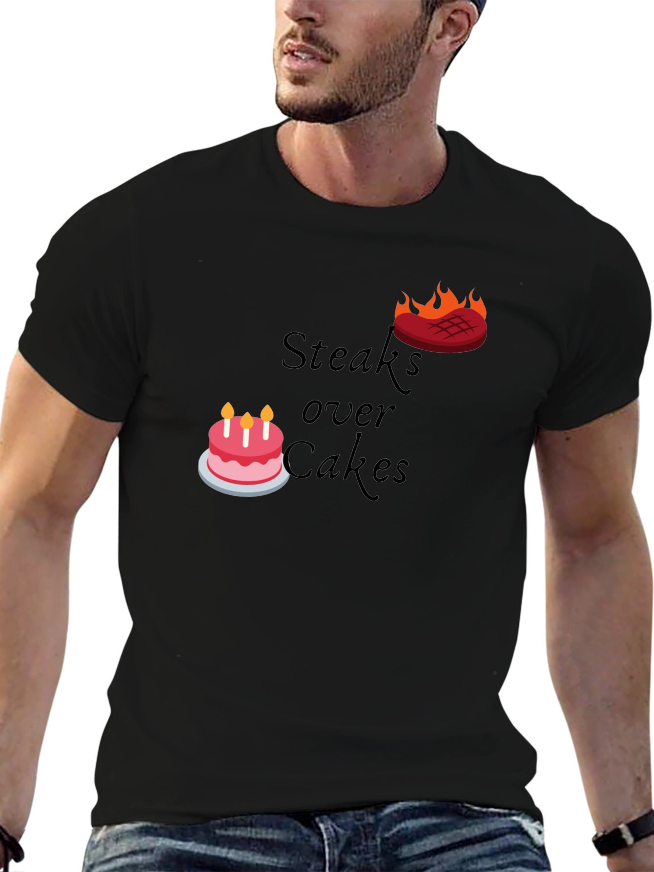 Steaks Over Cakes Black Graphic Tee