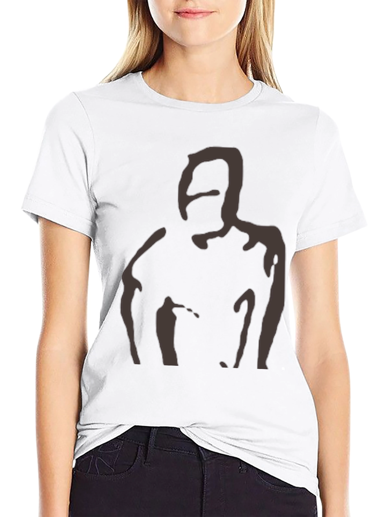 Abstract Silhouette Graphic Tee - Soft Black T-Shirt