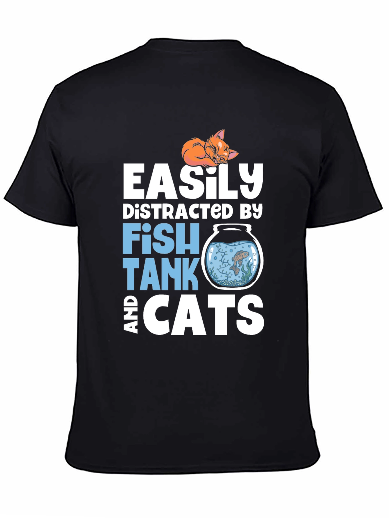 Easily Distracted Fish Tank and Cats T-Shirt