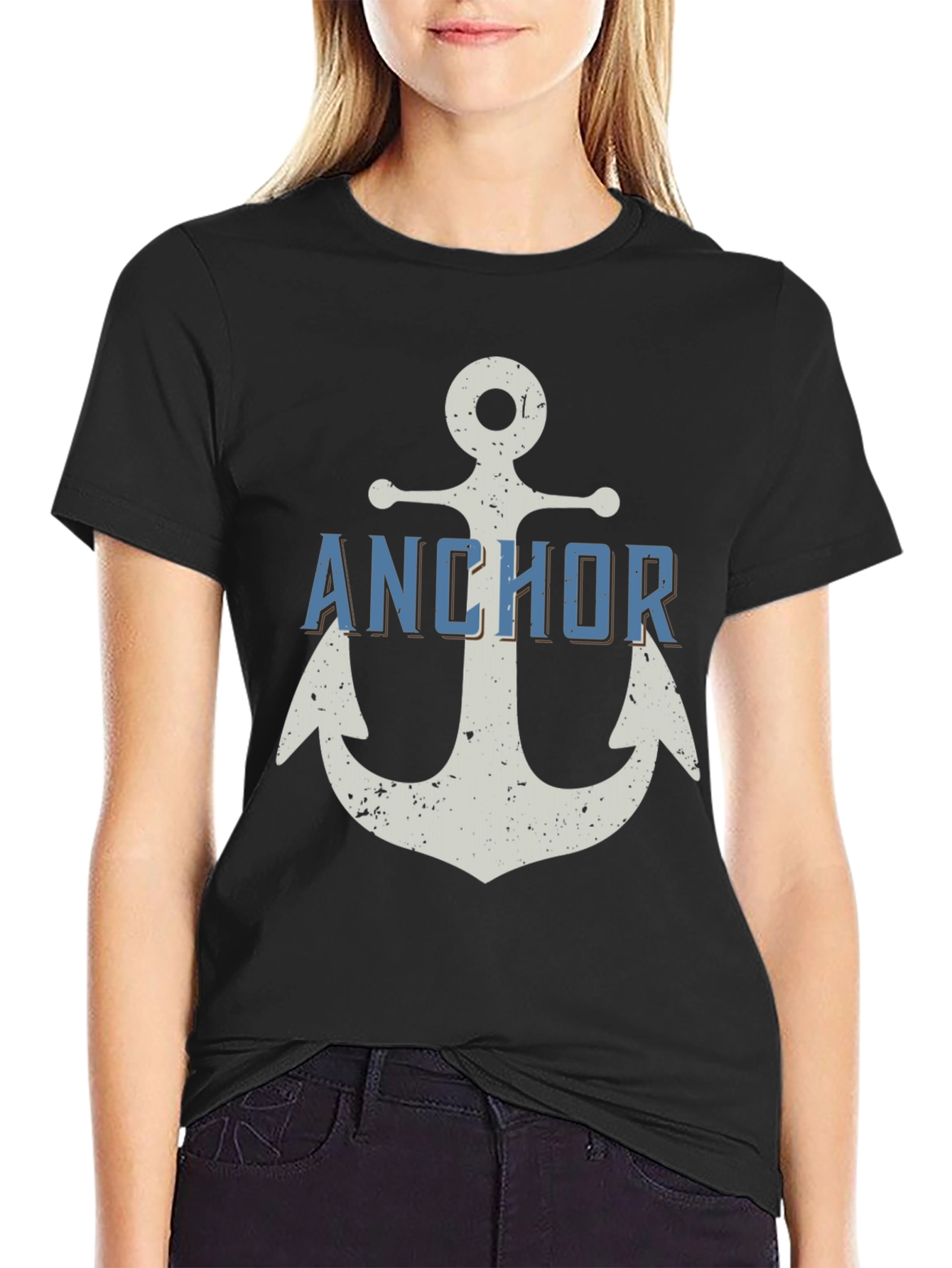 Anchor Graphic T-Shirt - Black Cotton Tee