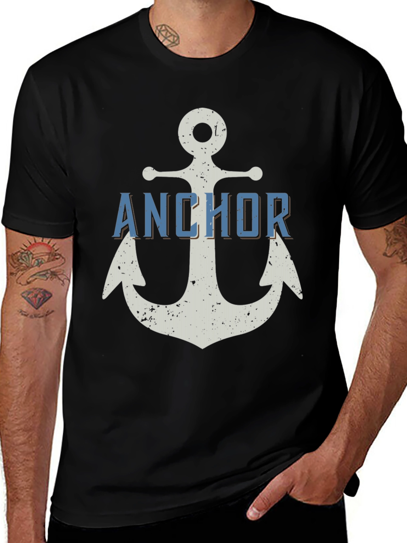 Anchor Graphic T-Shirt - Black Cotton Tee