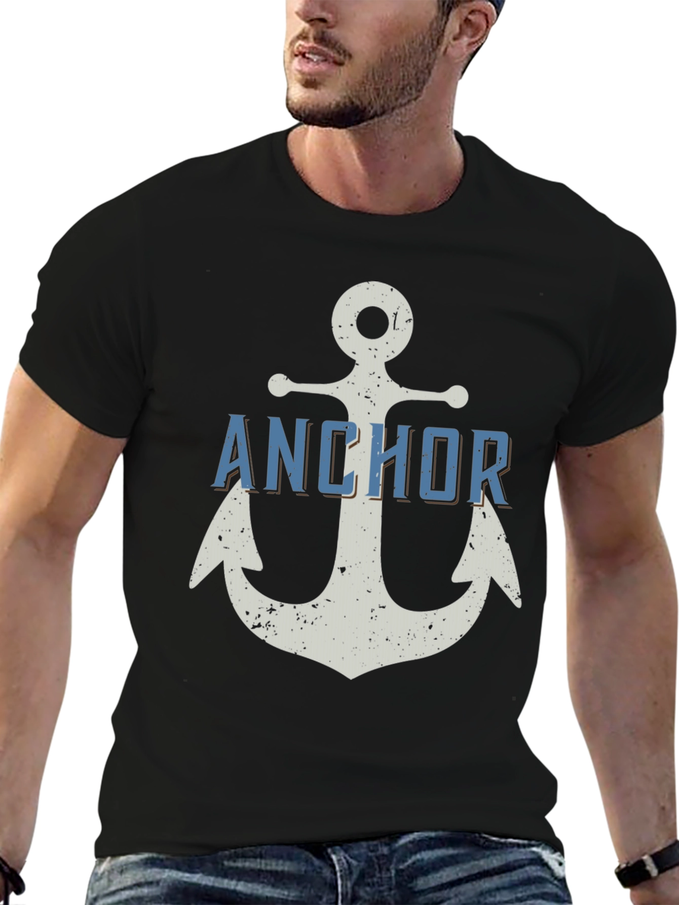 Anchor Graphic T-Shirt - Black Cotton Tee