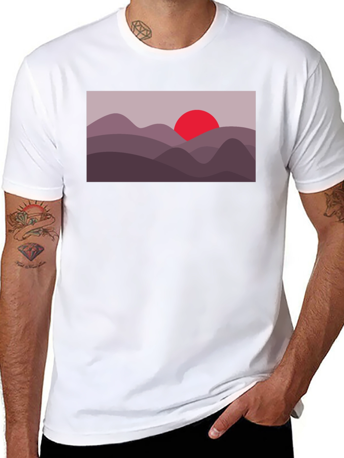 Sunset Mountain Graphic Tee - Black