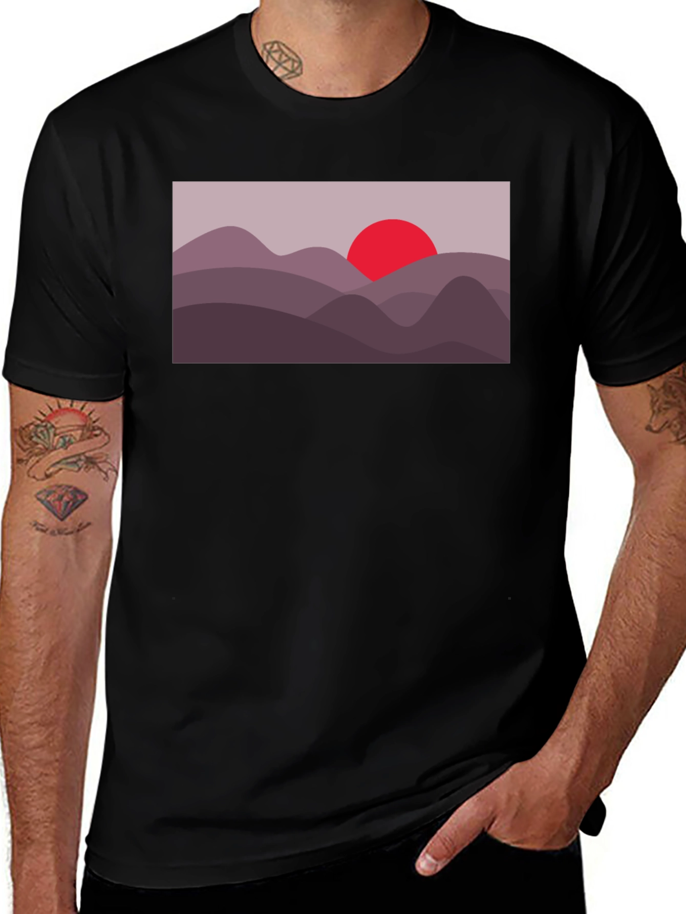 Sunset Mountain Graphic Tee - Black