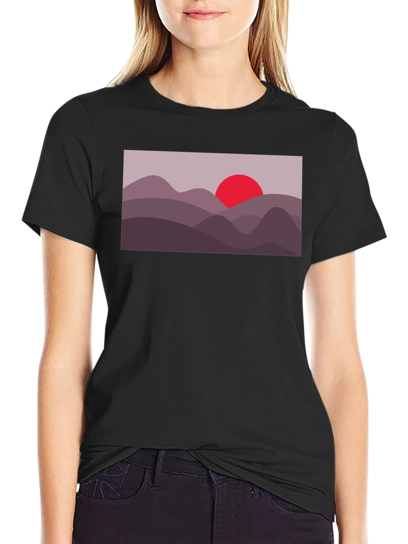 Sunset Mountain Graphic Tee - Black