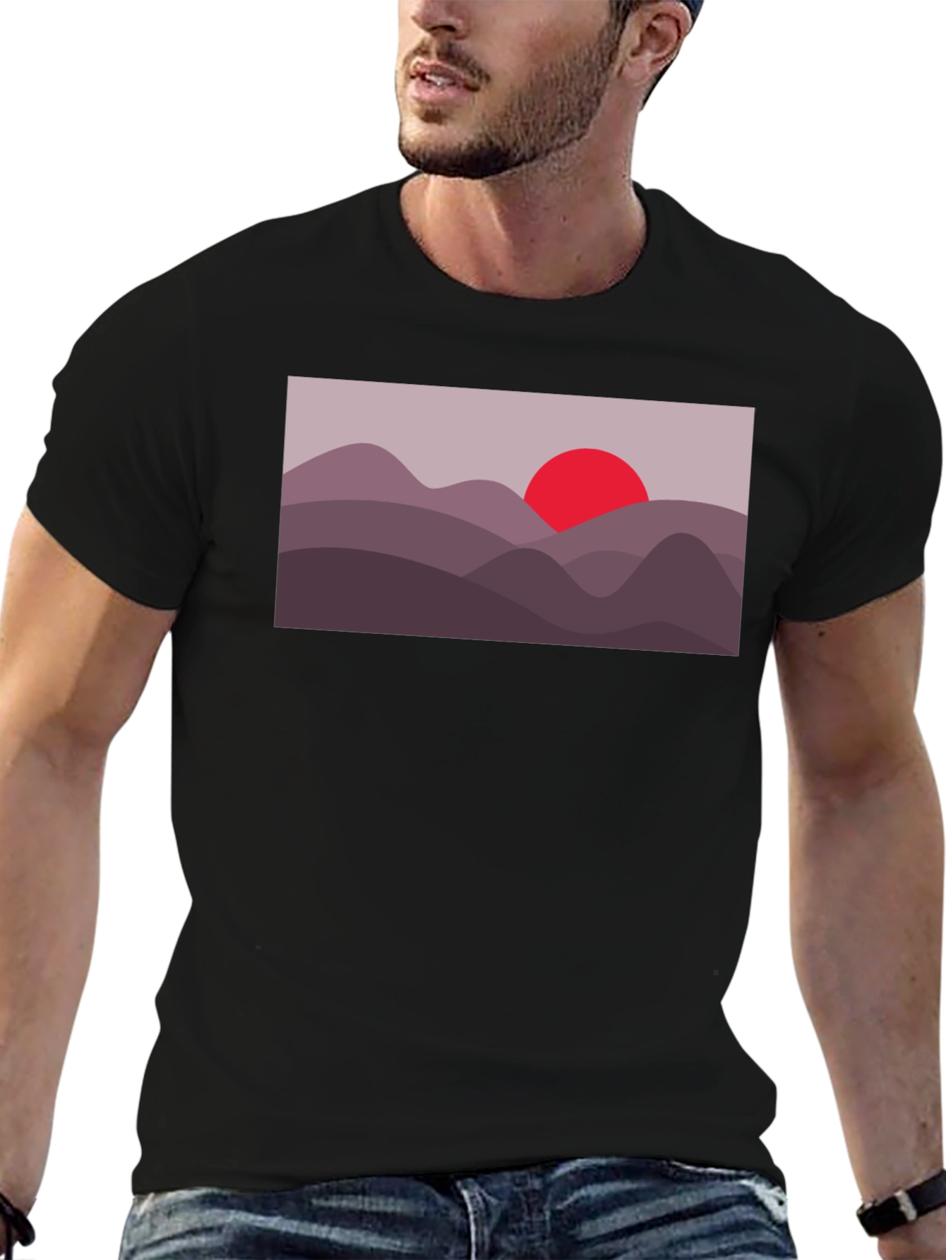 Sunset Mountain Graphic Tee - Black