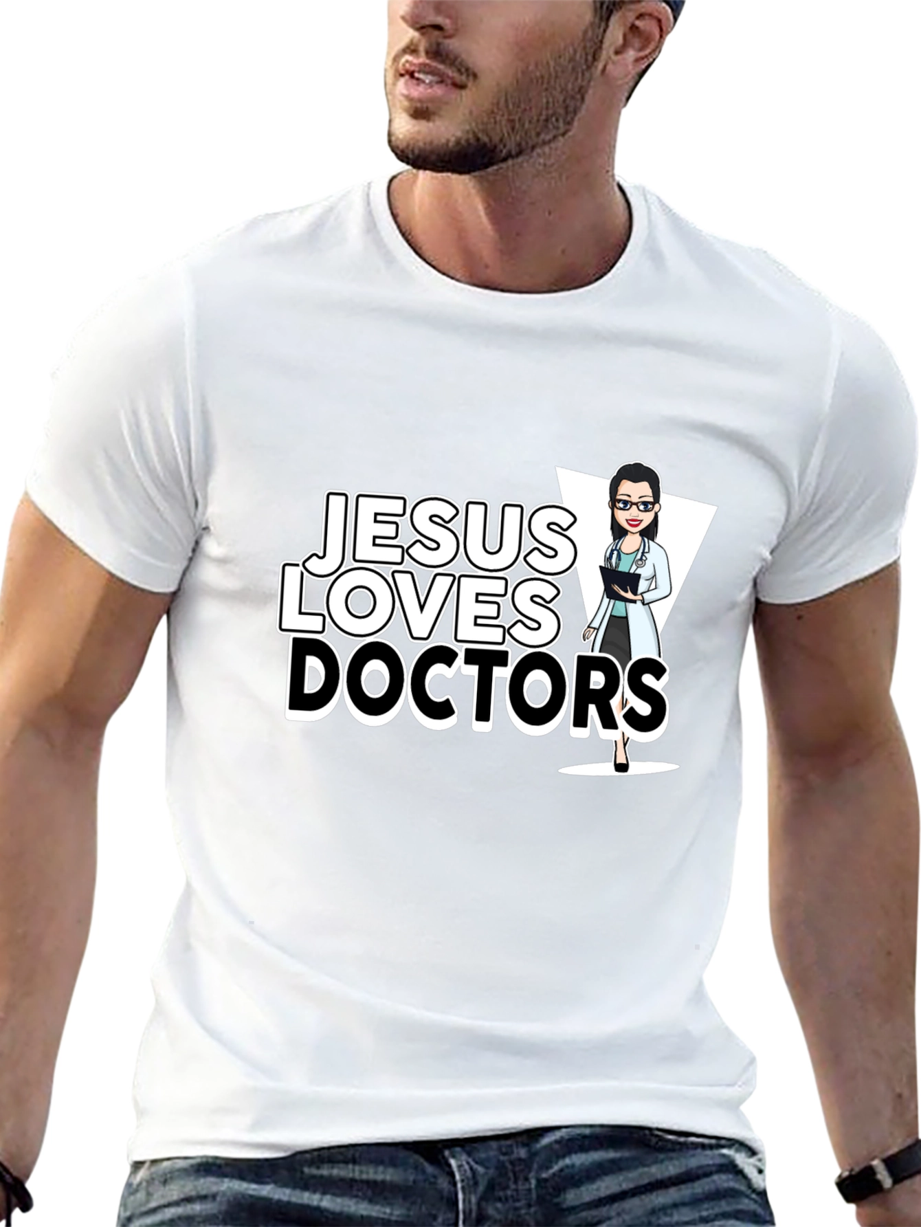Jesus Loves Doctors T-Shirt Black Unisex