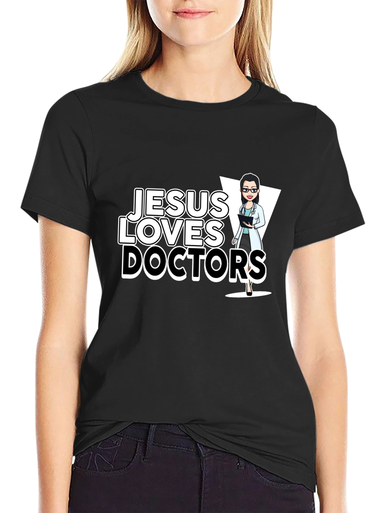 Jesus Loves Doctors T-Shirt Black Unisex