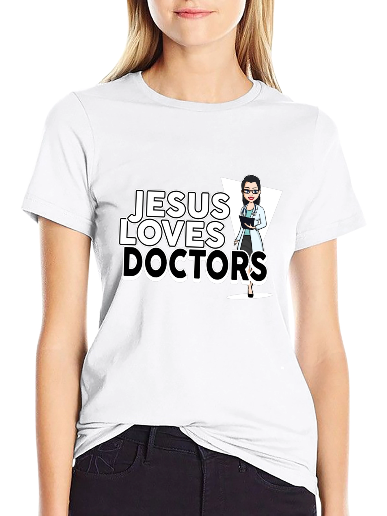 Jesus Loves Doctors T-Shirt Black Unisex