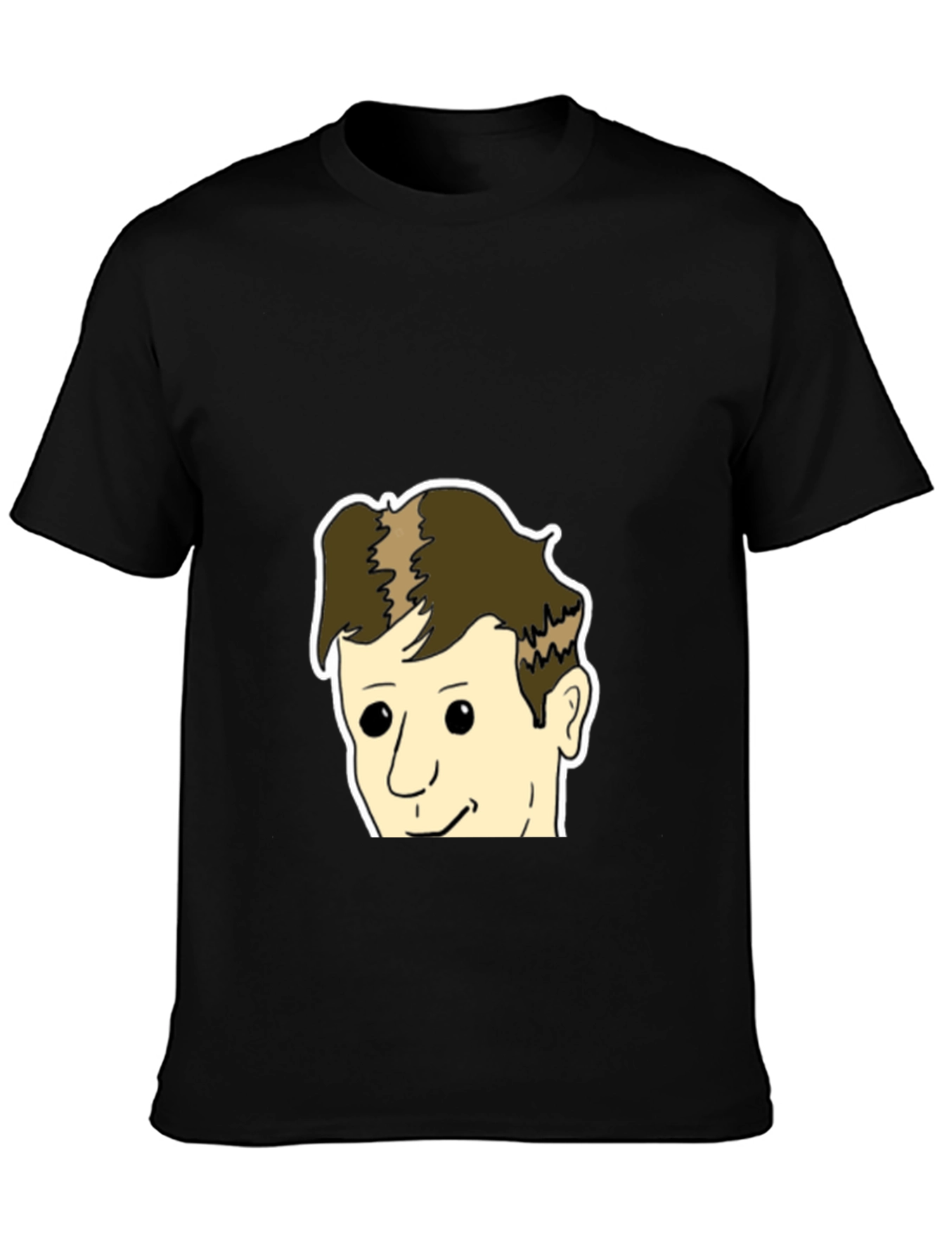 Black T-Shirt with Cartoon Face Design