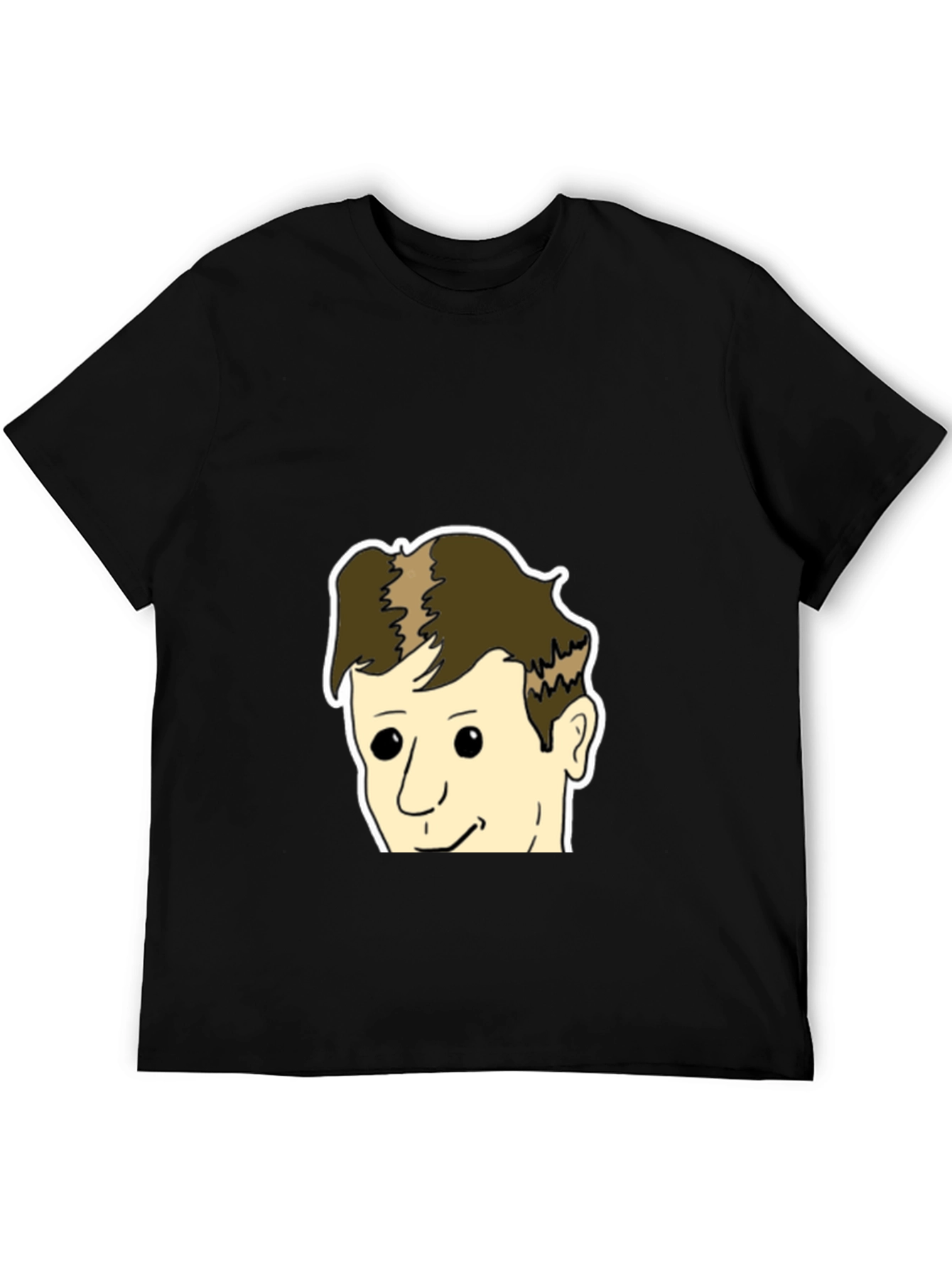 Black T-Shirt with Cartoon Face Design