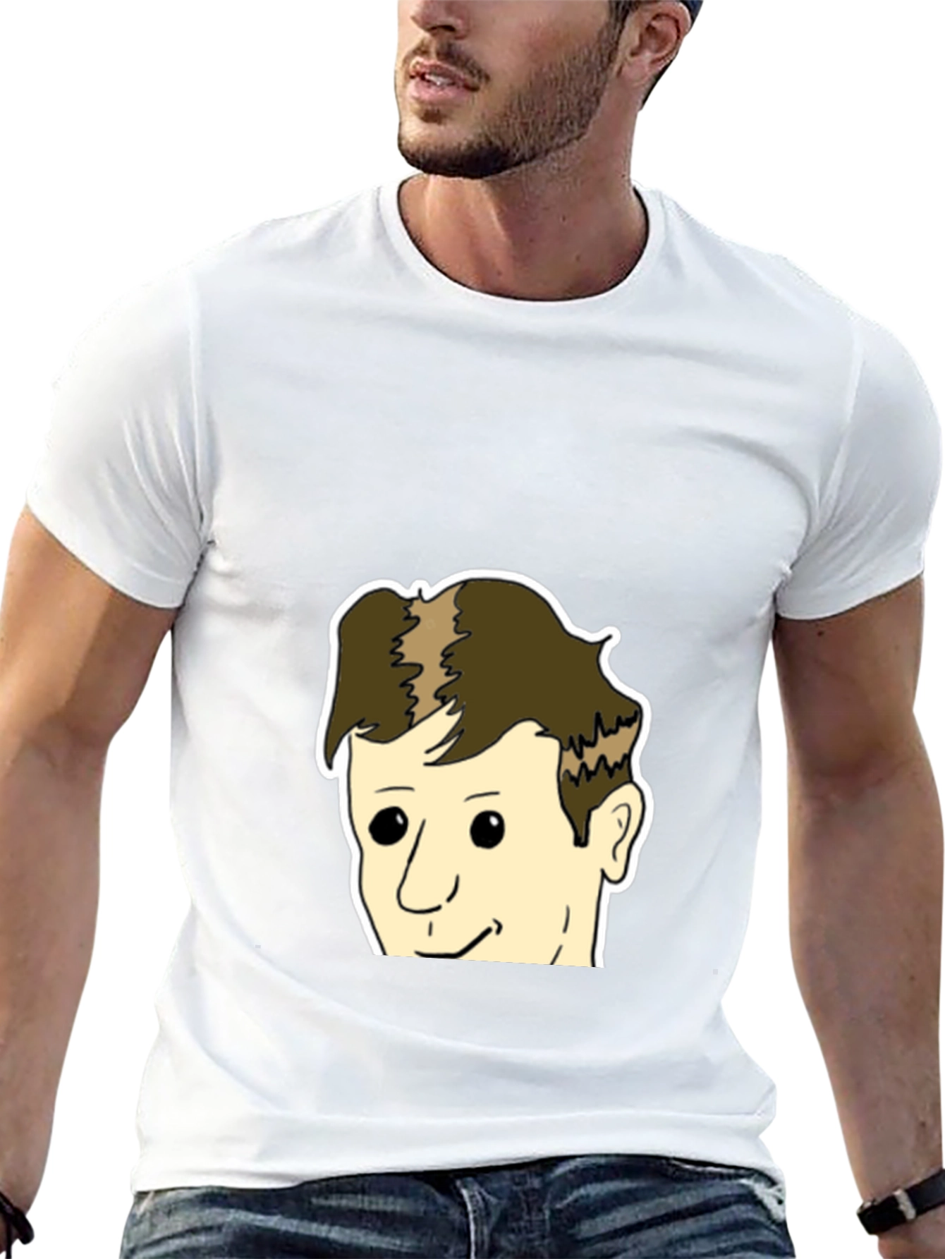 Black T-Shirt with Cartoon Face Design