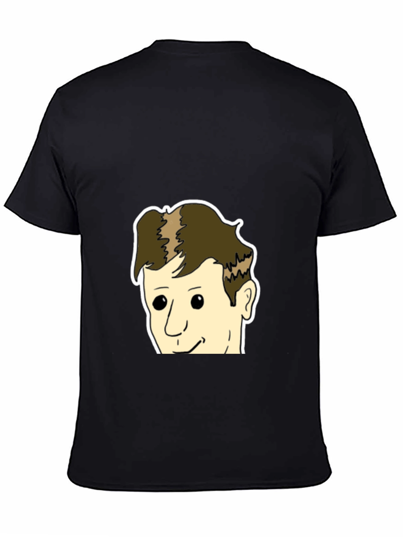 Black T-Shirt with Cartoon Face Design