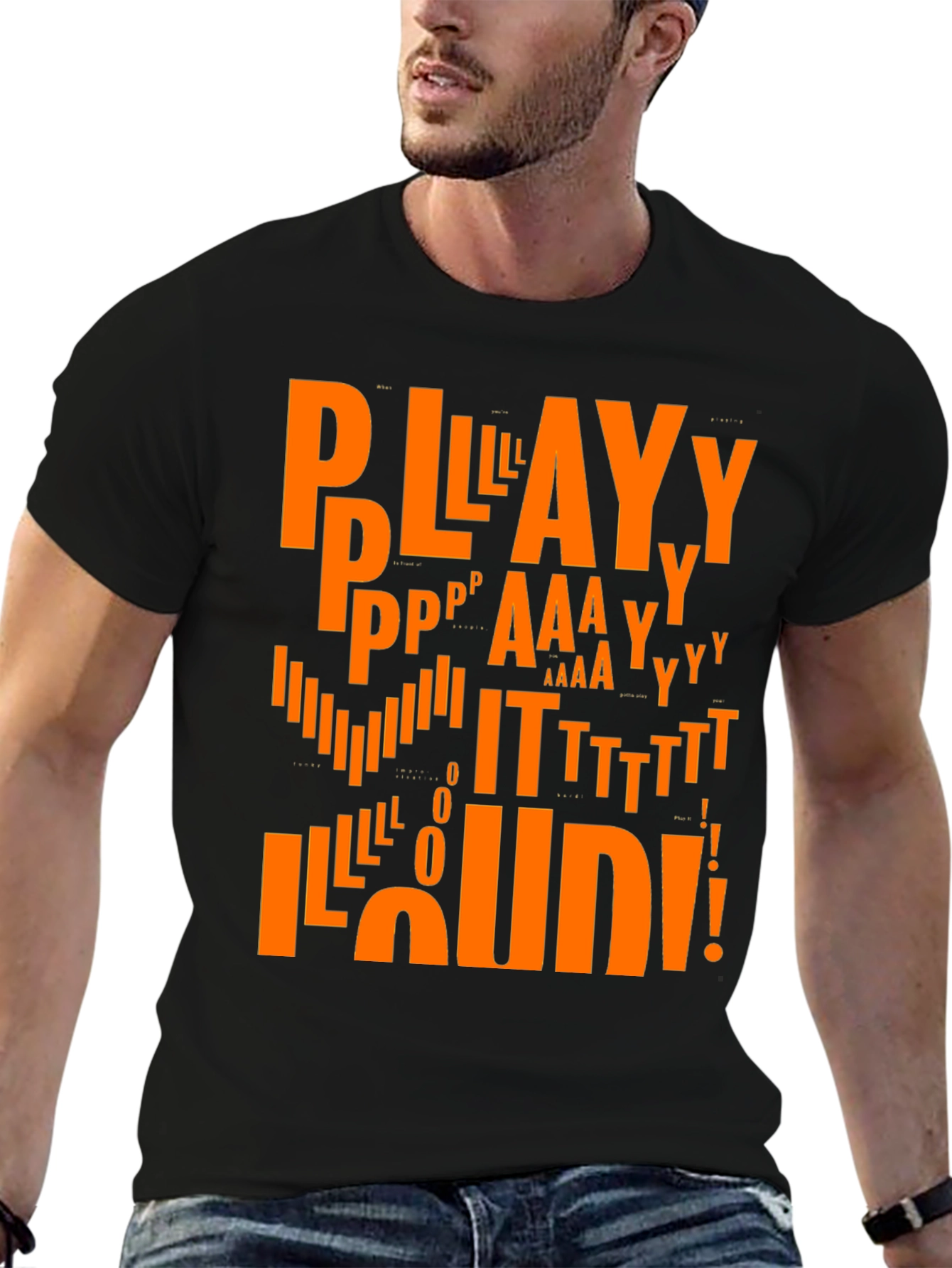 Play It Loud Graphic Tee - Black Cotton T-Shirt