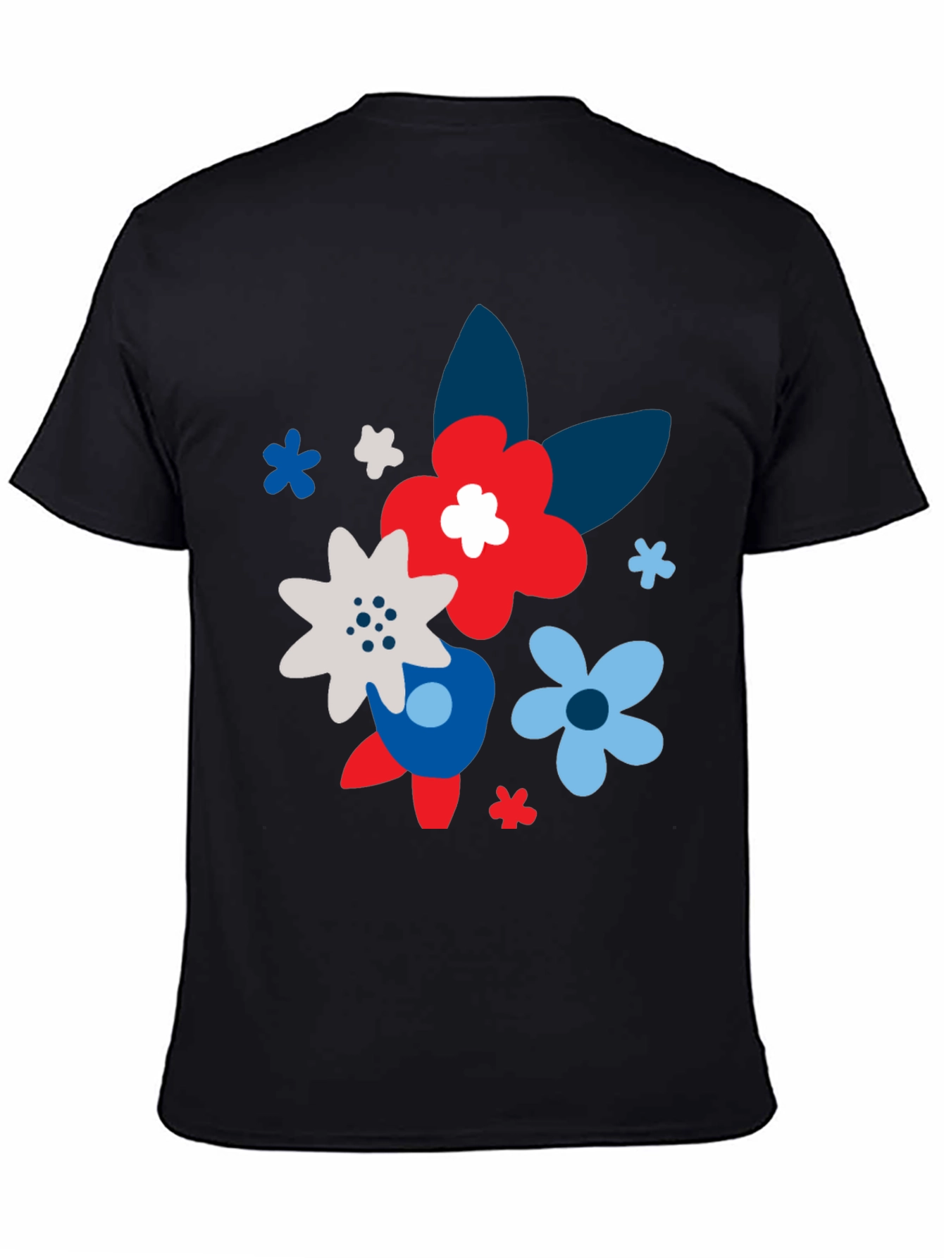 Floral Print Black T-Shirt for Men