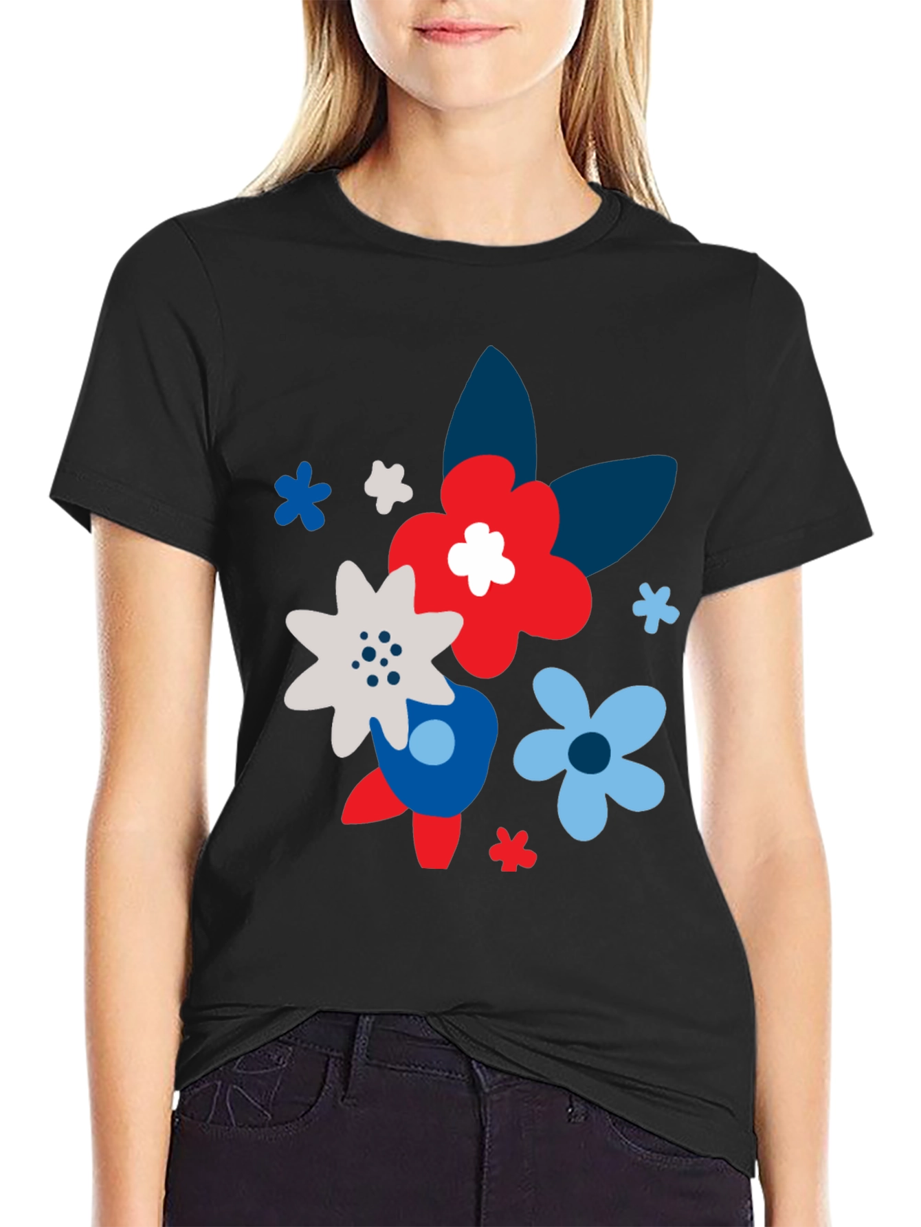 Floral Print Black T-Shirt for Men
