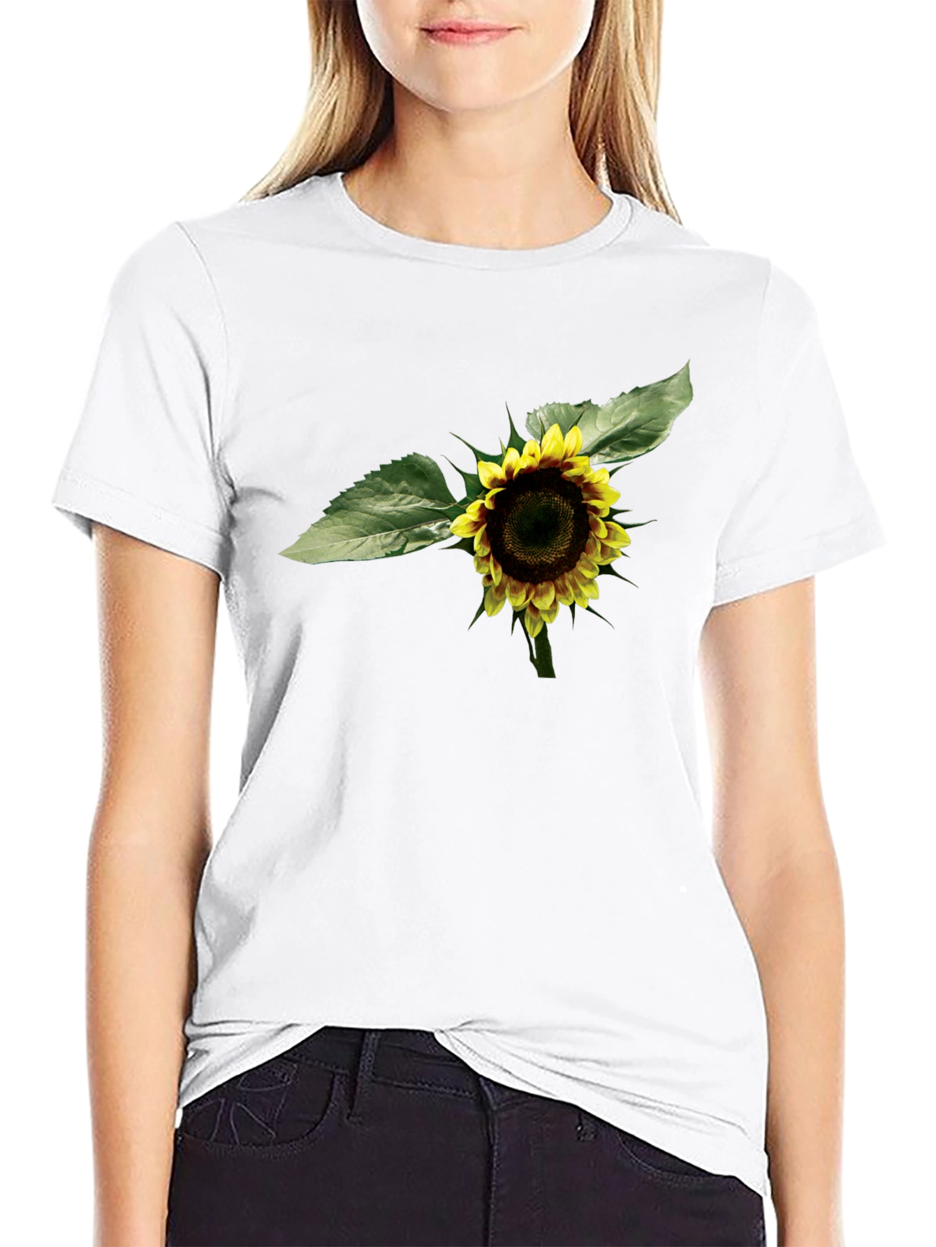 Sunflower Graphic Tee - Black Cotton T-Shirt
