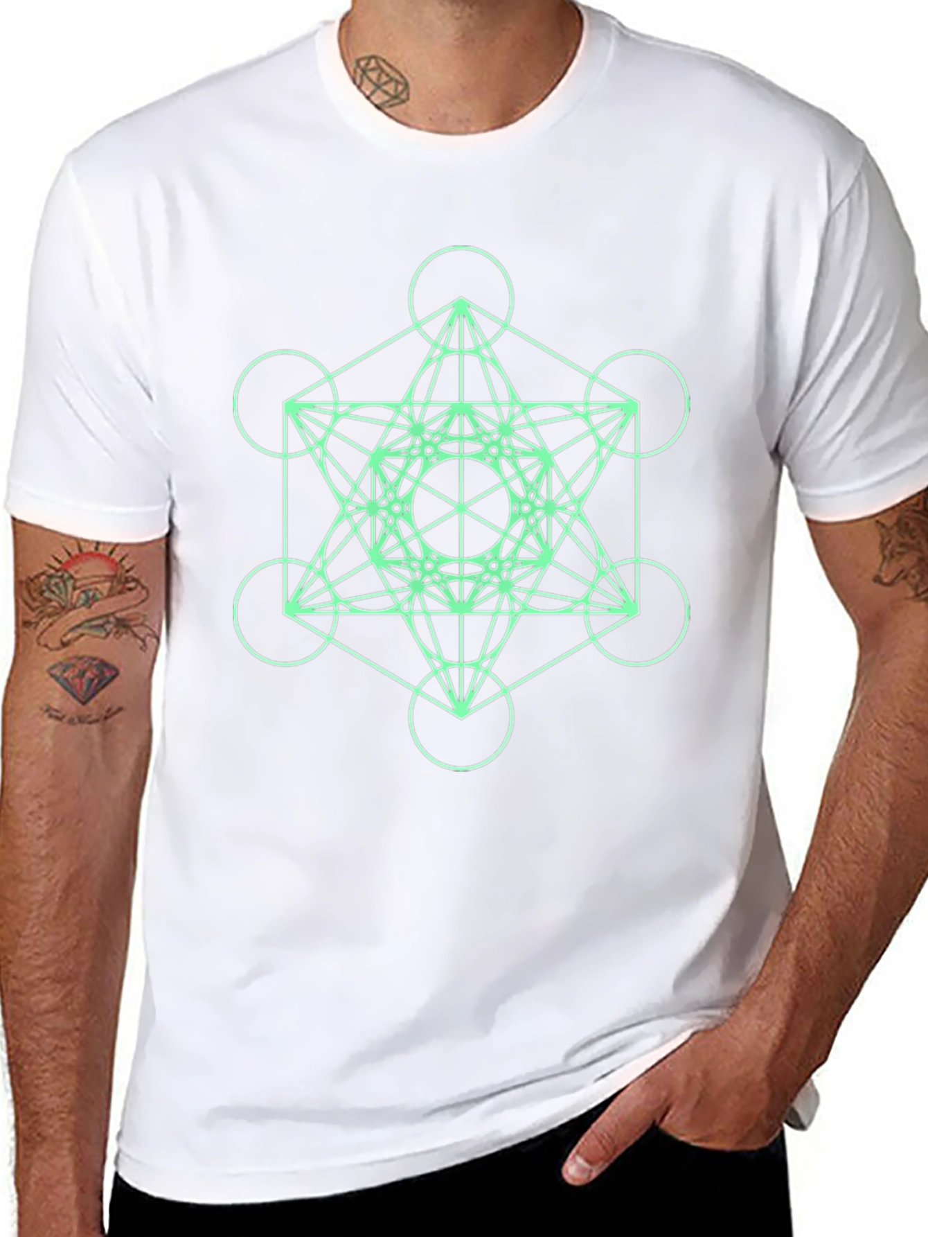 Geometric Pattern T-Shirt - Black