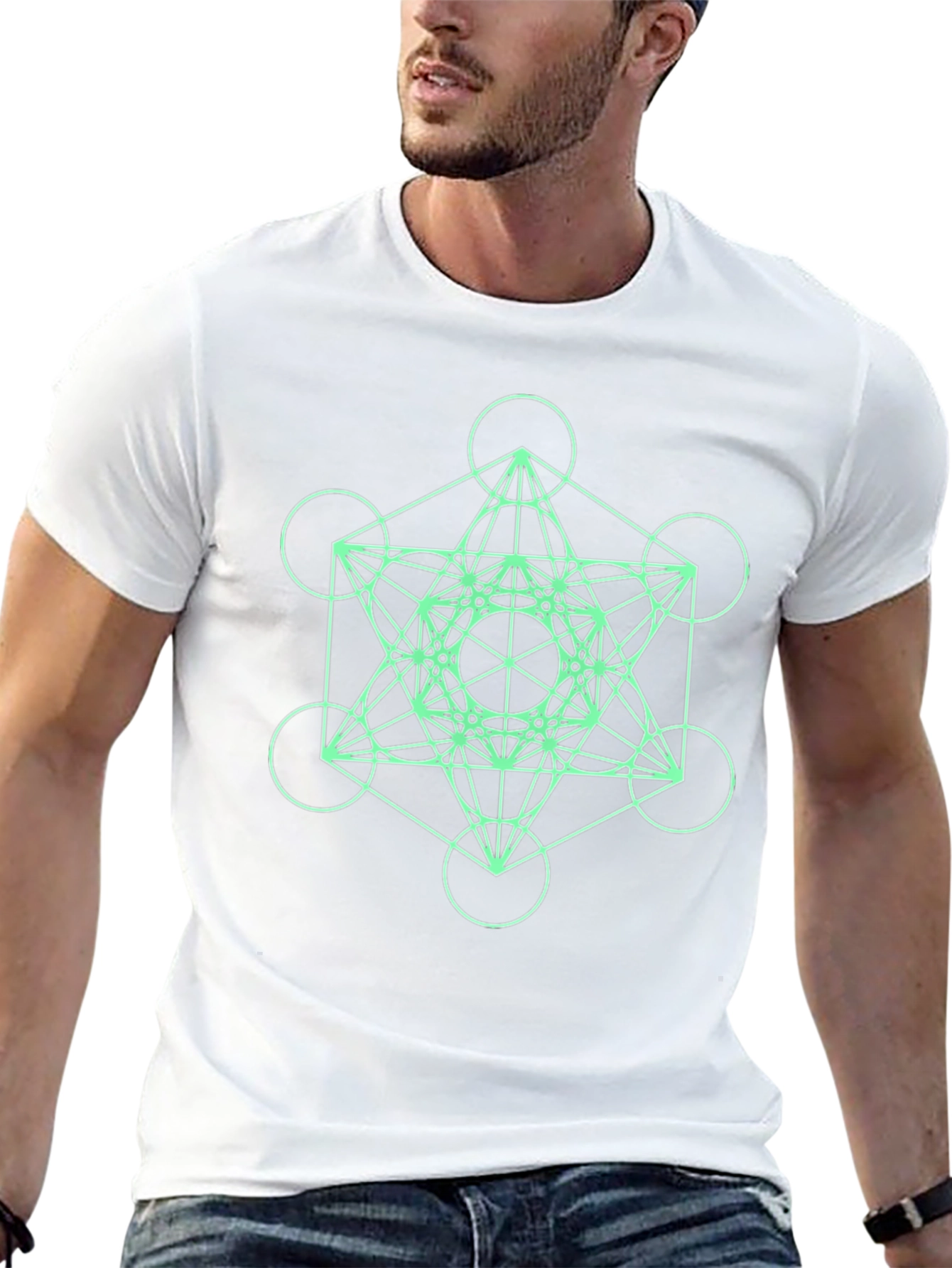 Geometric Pattern T-Shirt - Black