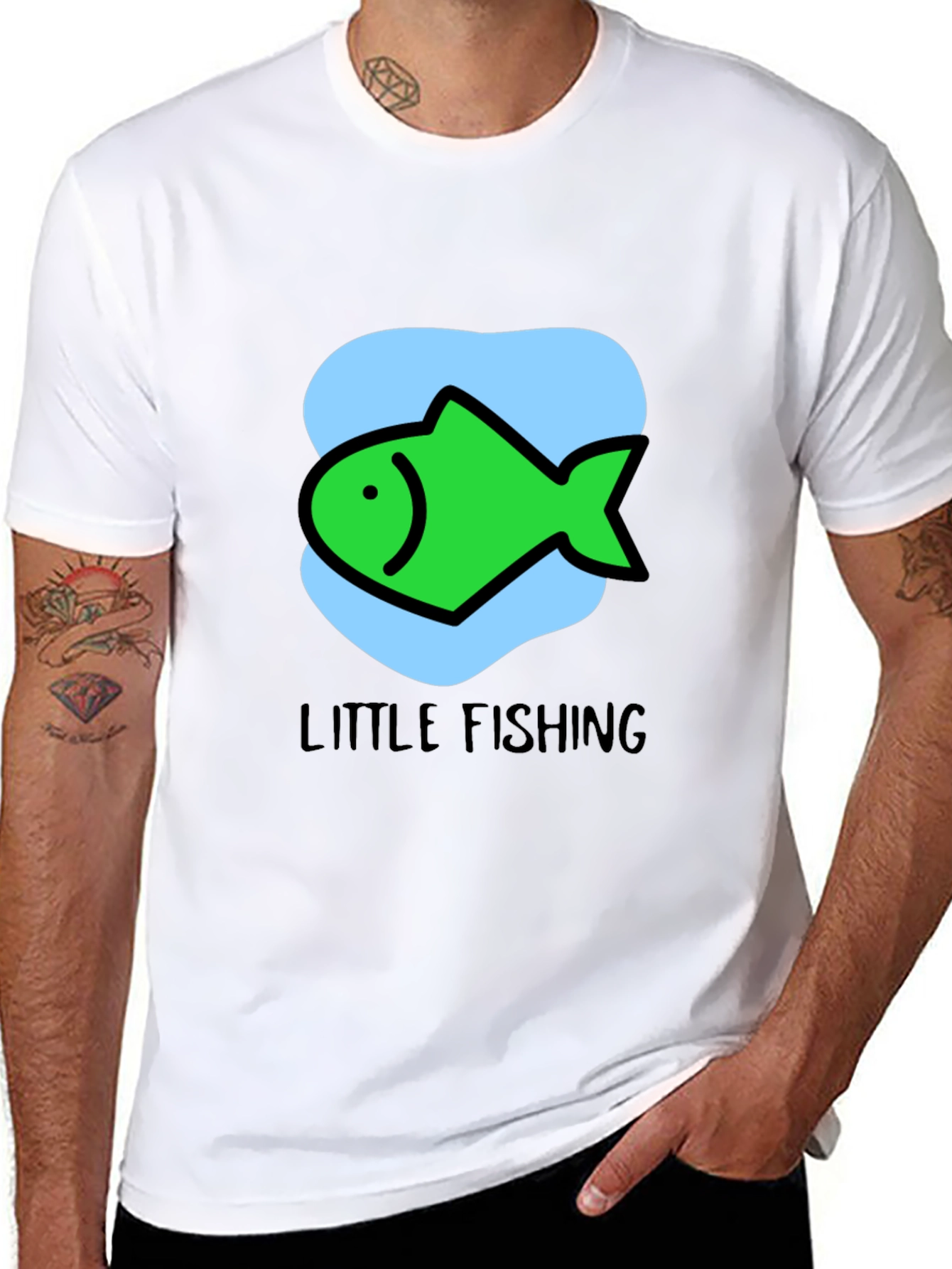 Little Fishing Graphic Tee - Black Unisex T-Shirt