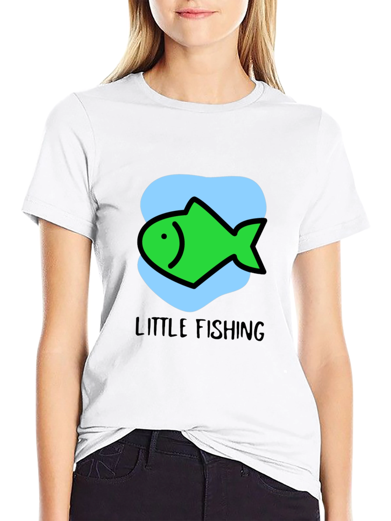Little Fishing Graphic Tee - Black Unisex T-Shirt