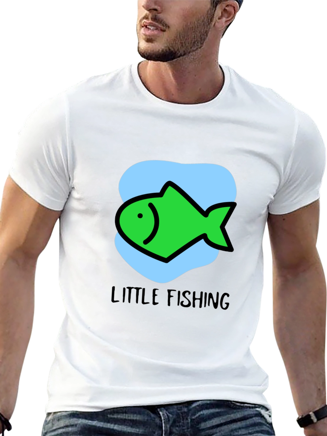 Little Fishing Graphic Tee - Black Unisex T-Shirt